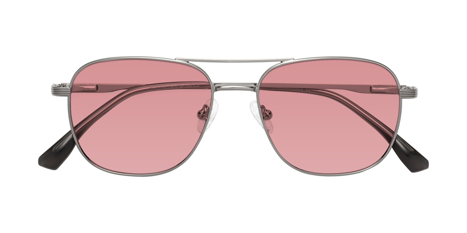 Folded Front of Summer in Silver with Medium Garnet Tinted Lenses