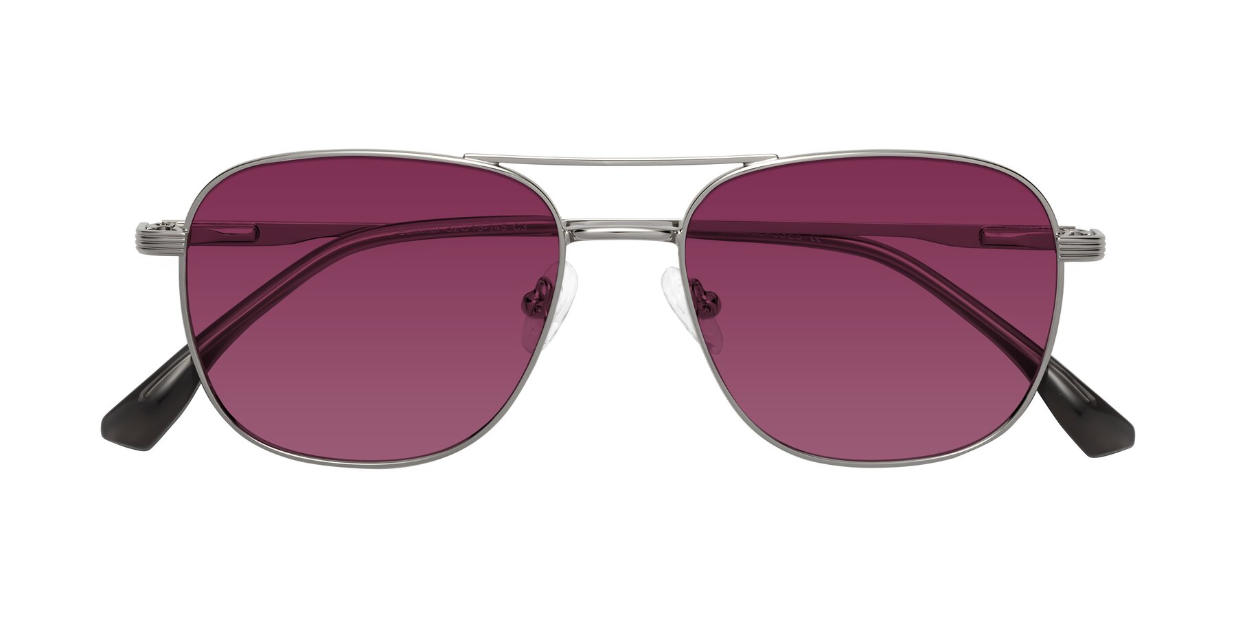 Folded Front of Summer in Silver with Wine Tinted Lenses