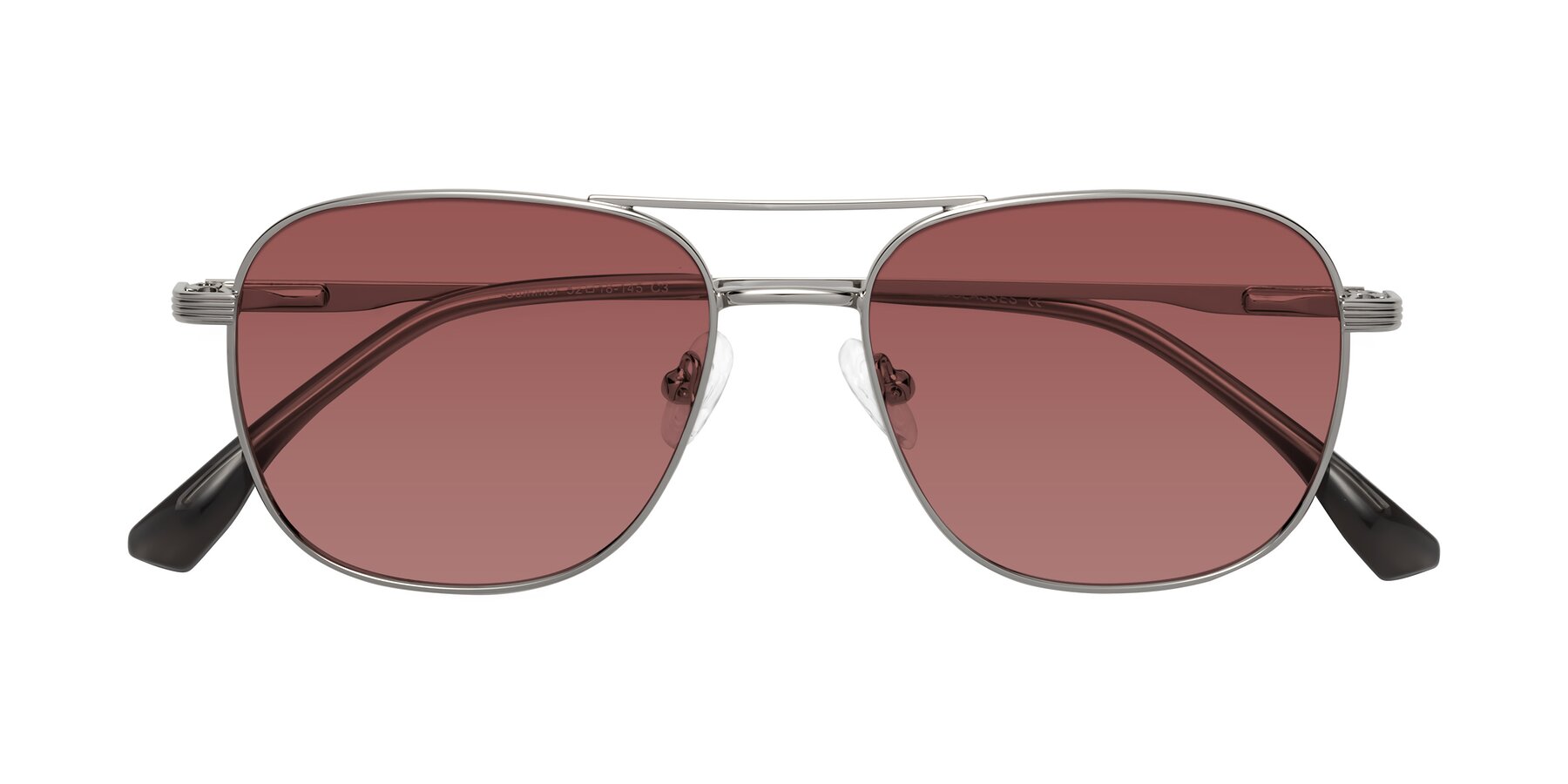 Folded Front of Summer in Silver with Garnet Tinted Lenses