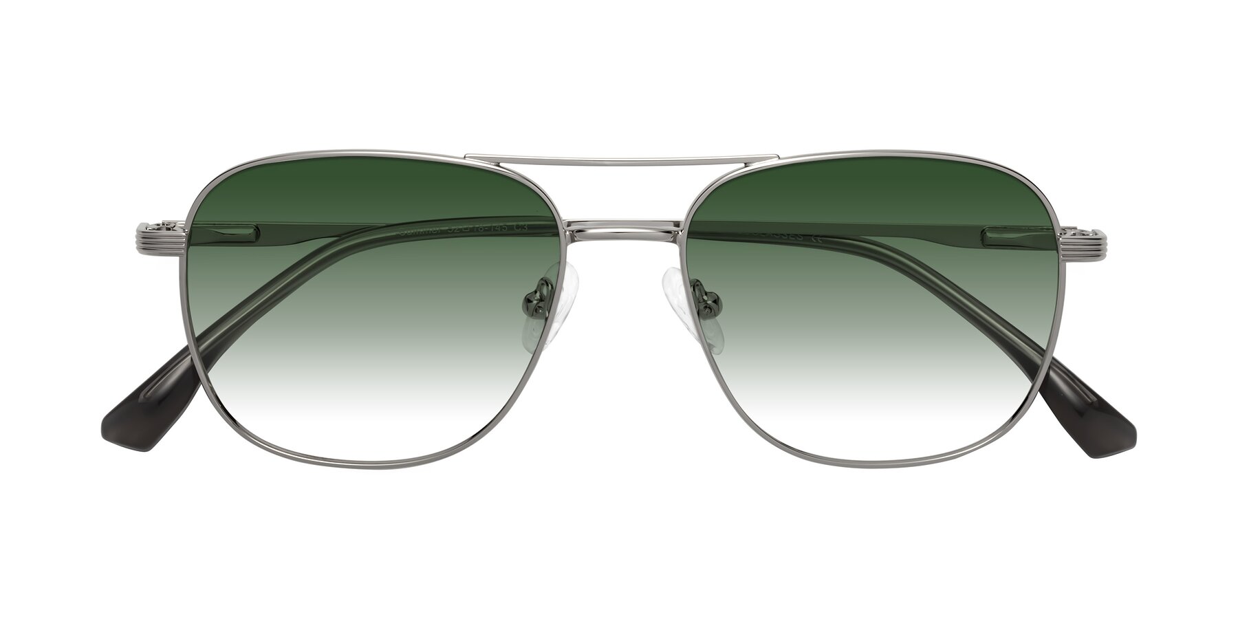 Folded Front of Summer in Silver with Green Gradient Lenses