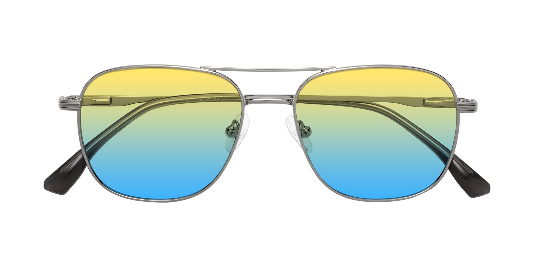 Folded Front of Summer in Silver with Yellow / Blue Gradient Lenses