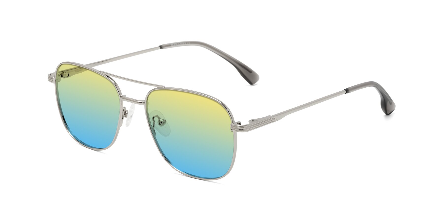 Angle of Summer in Silver with Yellow / Blue Gradient Lenses