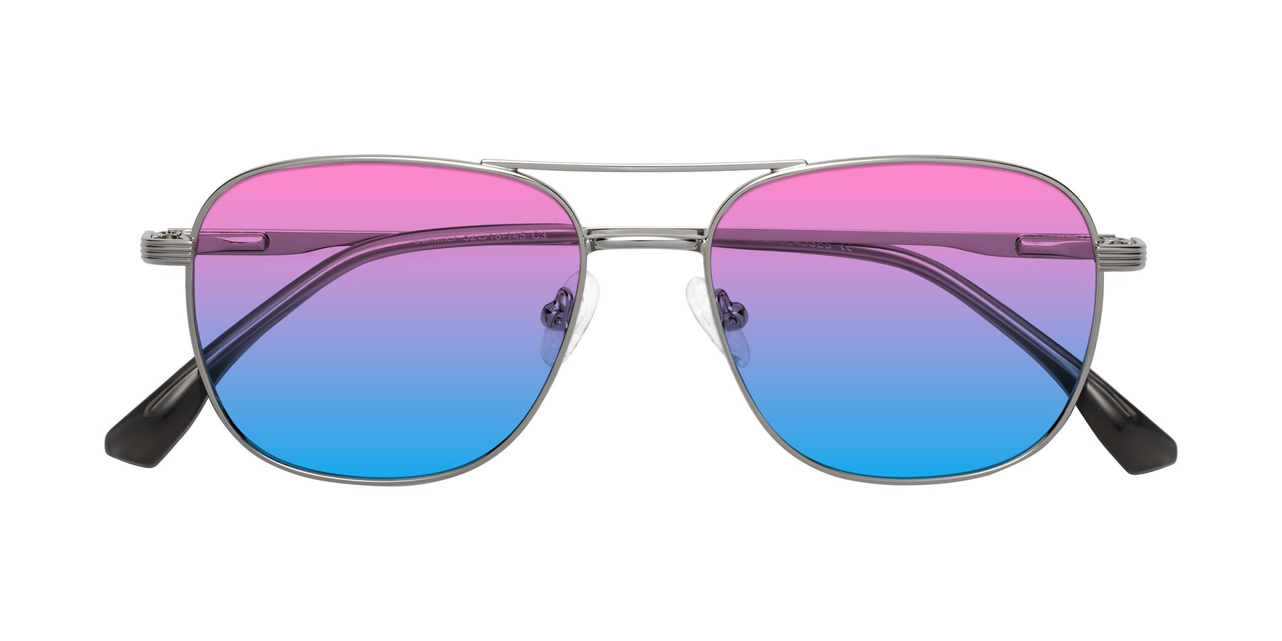 Folded Front of Summer in Silver with Pink / Blue Gradient Lenses