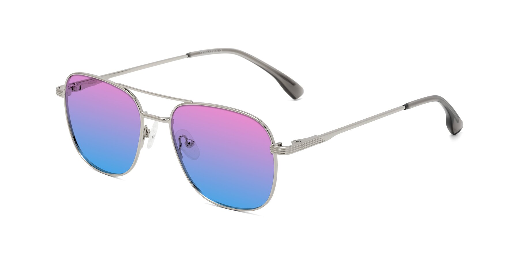 Angle of Summer in Silver with Pink / Blue Gradient Lenses