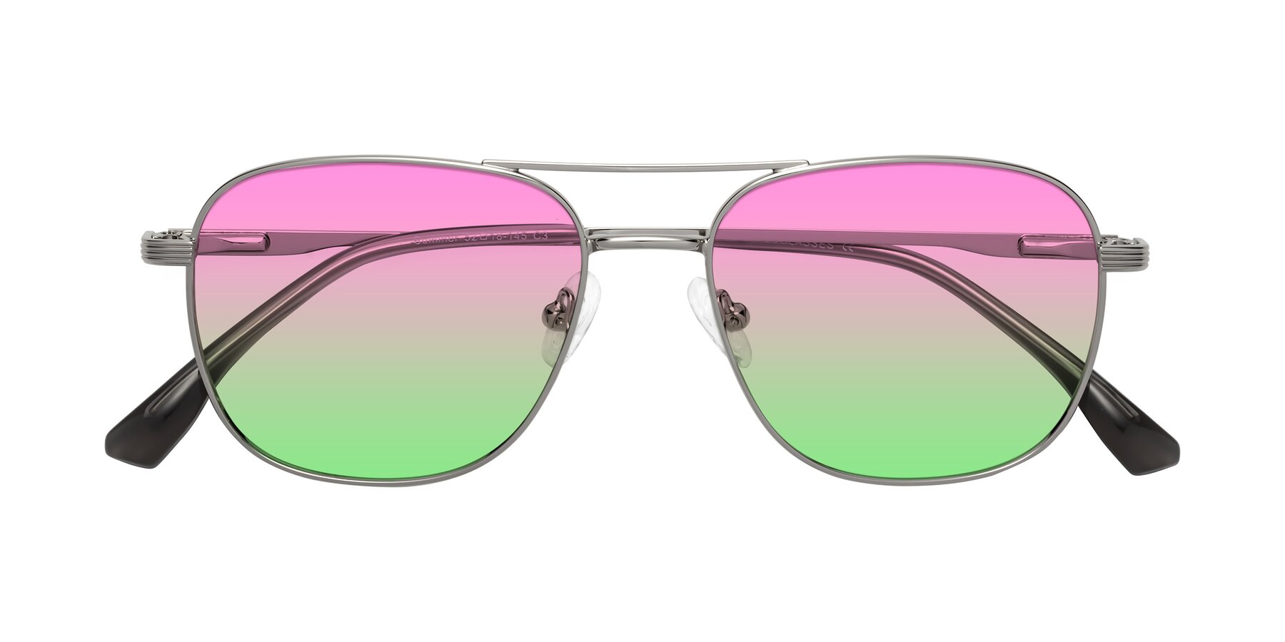 Folded Front of Summer in Silver with Pink / Green Gradient Lenses