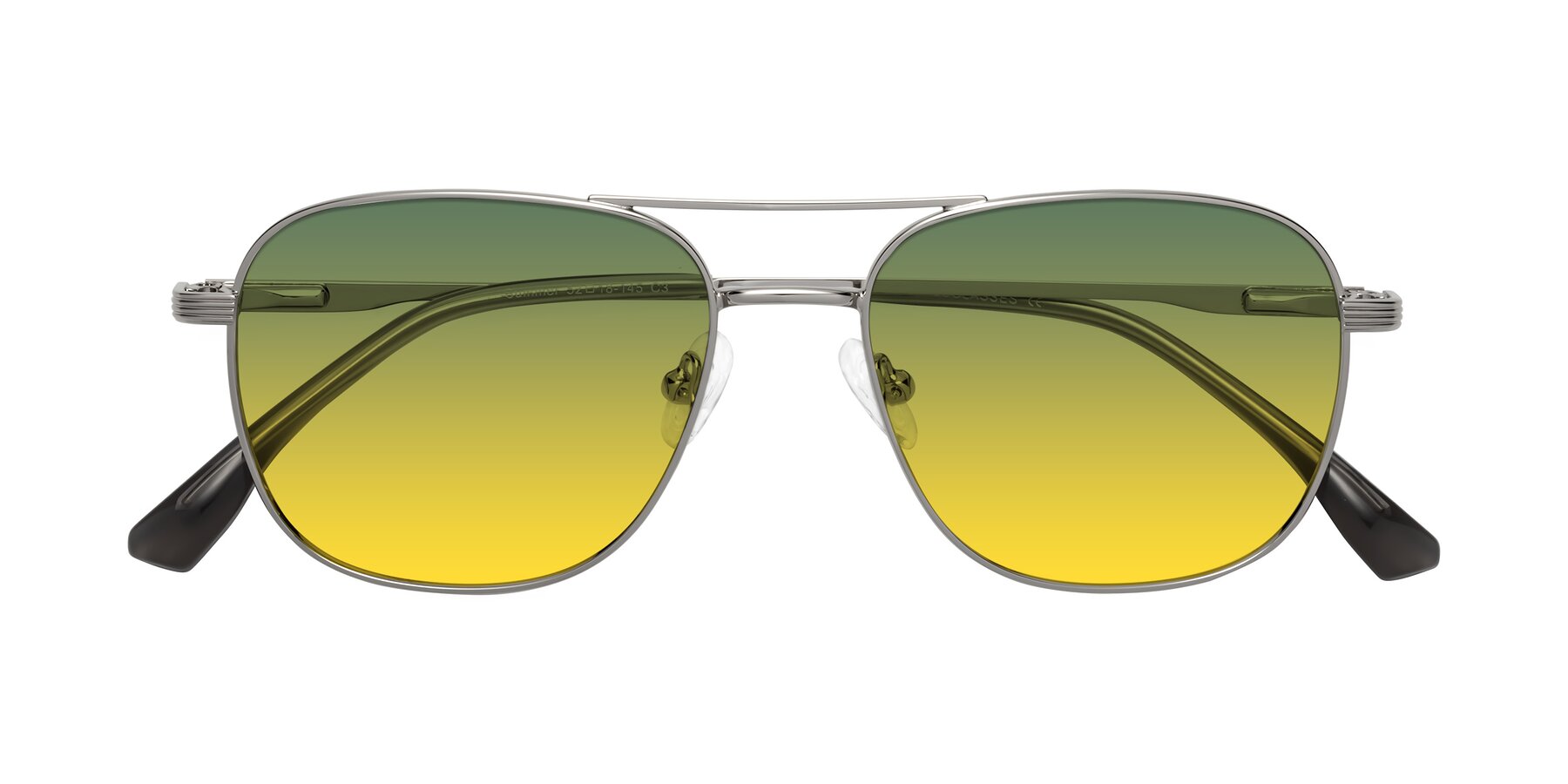 Folded Front of Summer in Silver with Green / Yellow Gradient Lenses