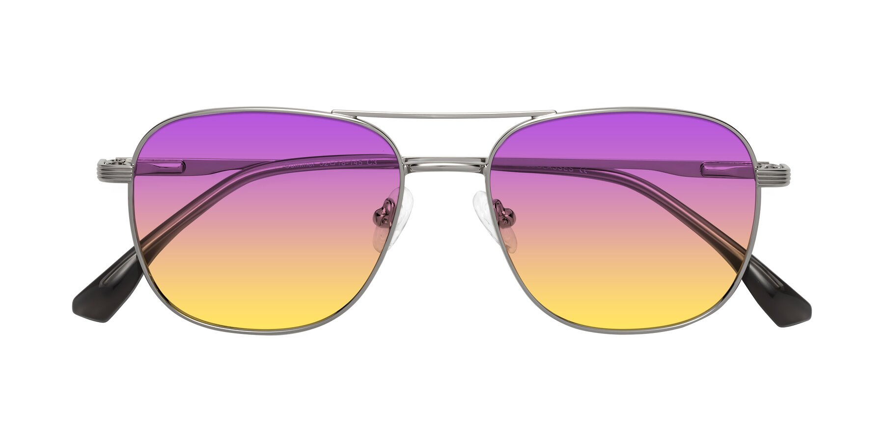 Folded Front of Summer in Silver with Purple / Yellow Gradient Lenses