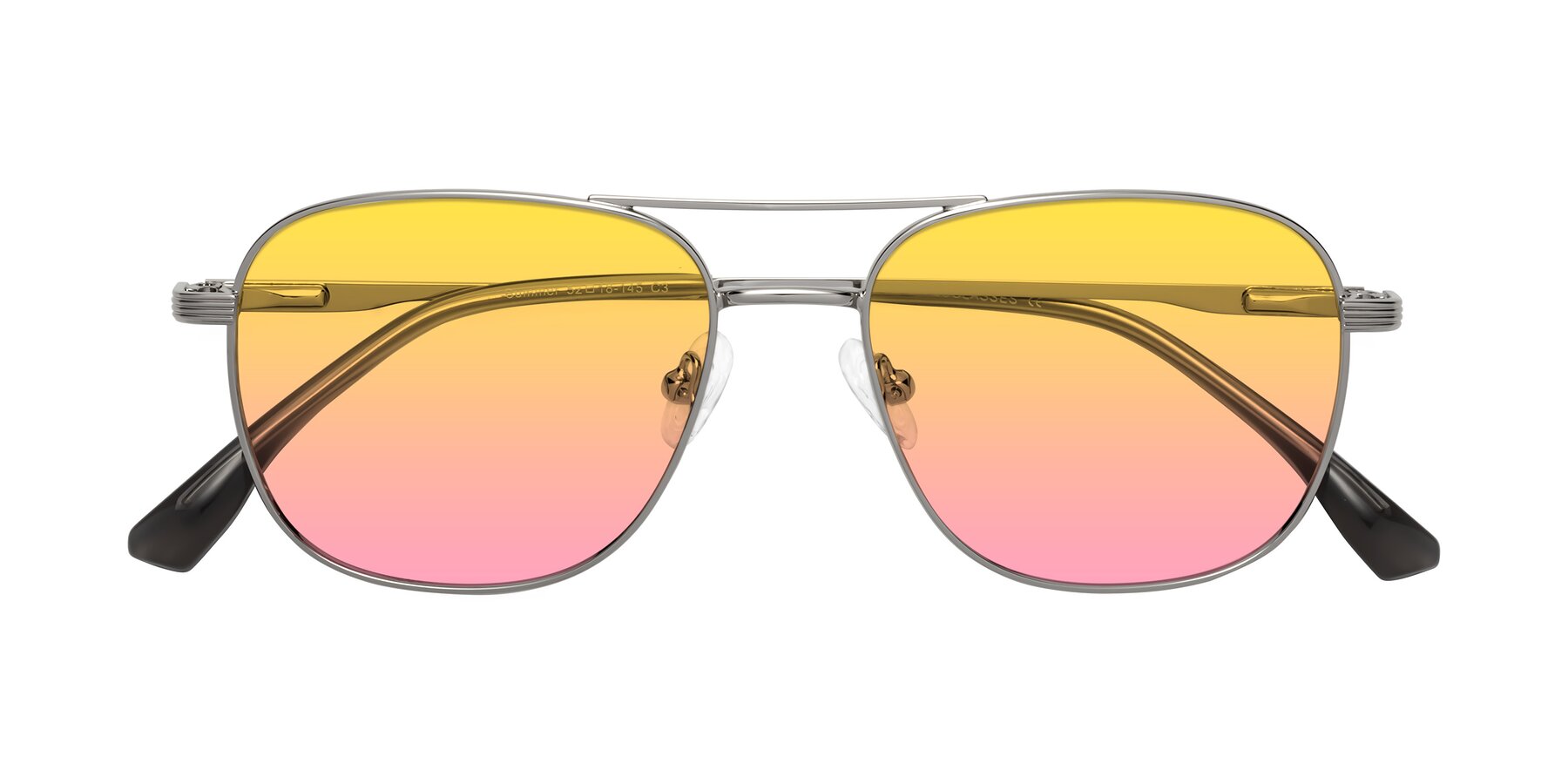 Folded Front of Summer in Silver with Yellow / Pink Gradient Lenses