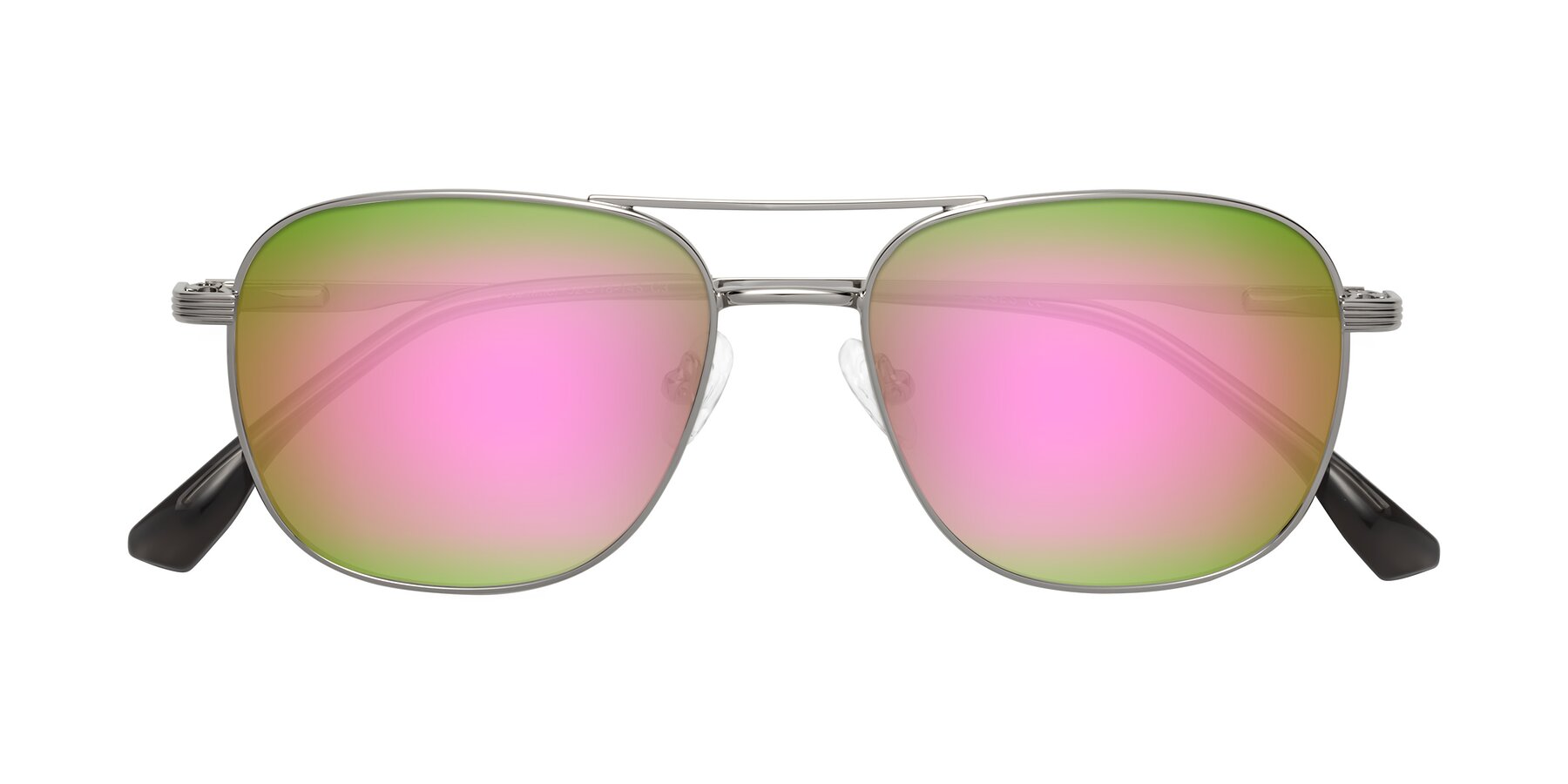 Folded Front of Summer in Silver with Pink Mirrored Lenses