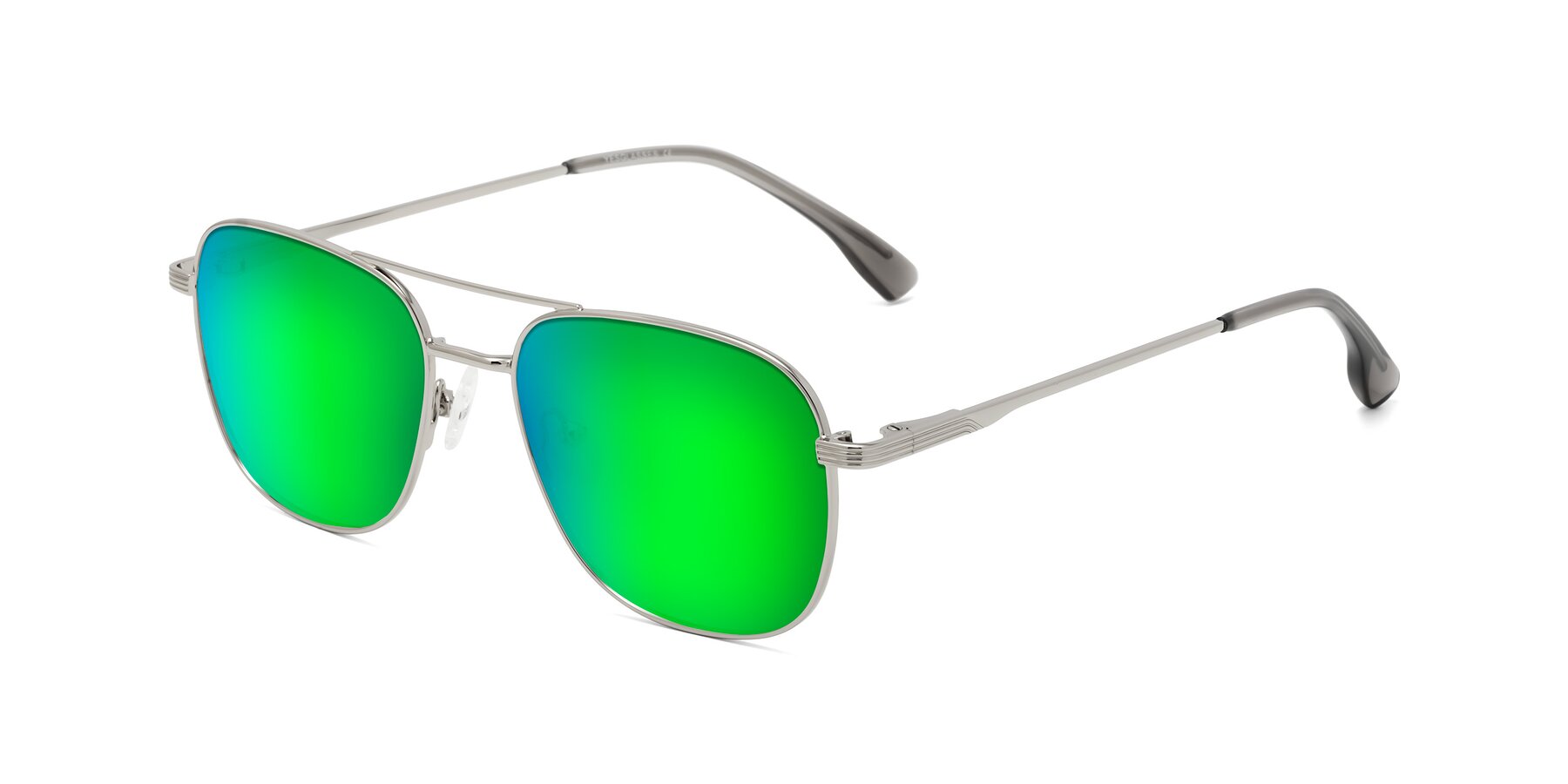 Angle of Summer in Silver with Green Mirrored Lenses