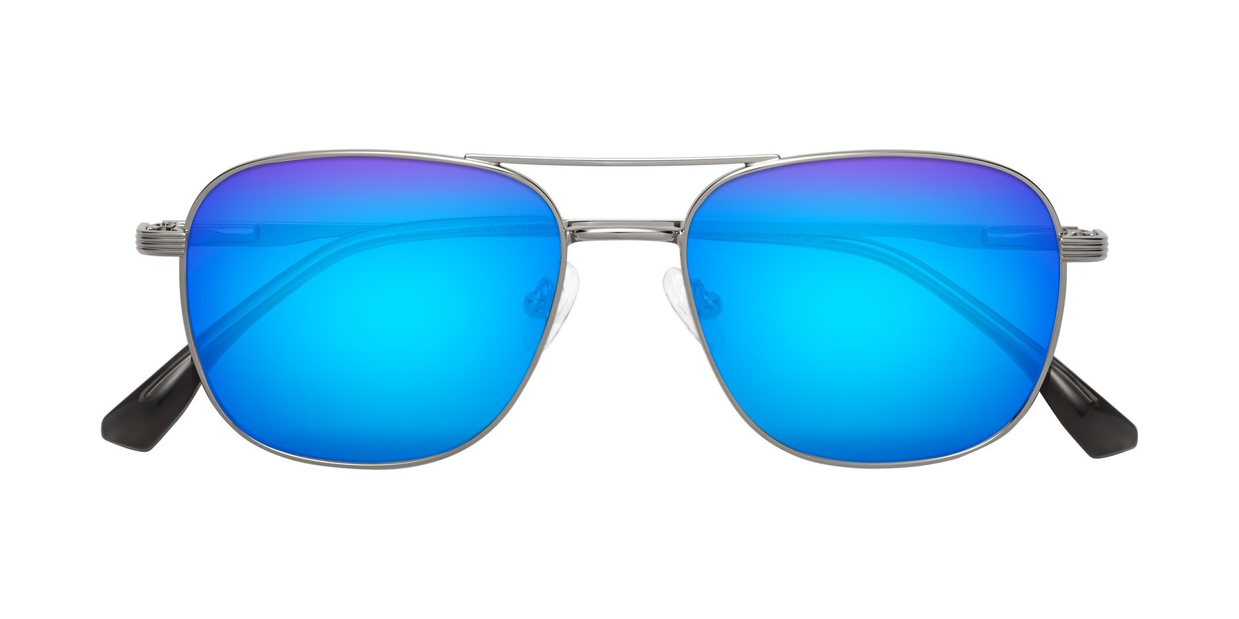 Folded Front of Summer in Silver with Blue Mirrored Lenses