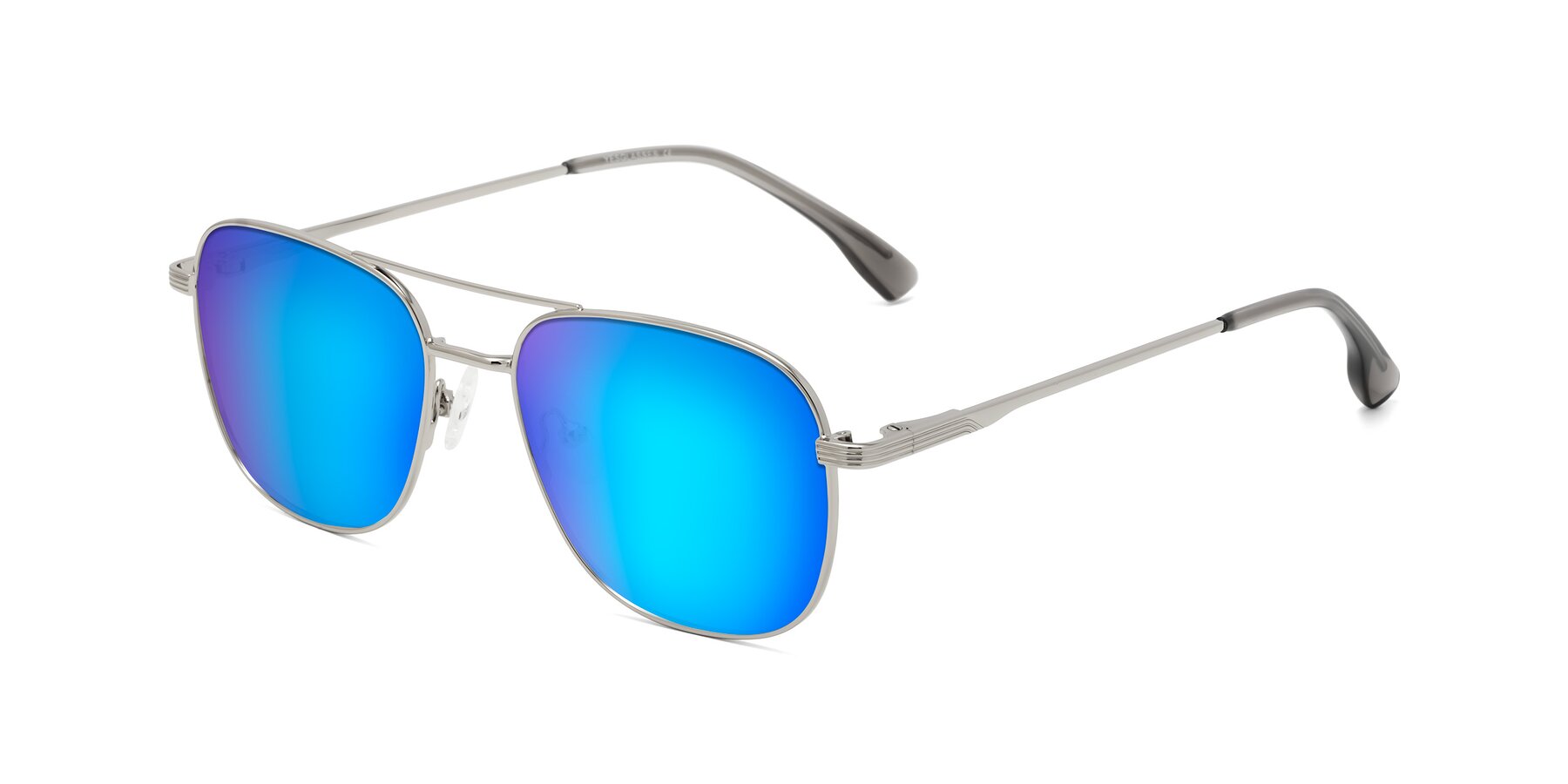 Angle of Summer in Silver with Blue Mirrored Lenses