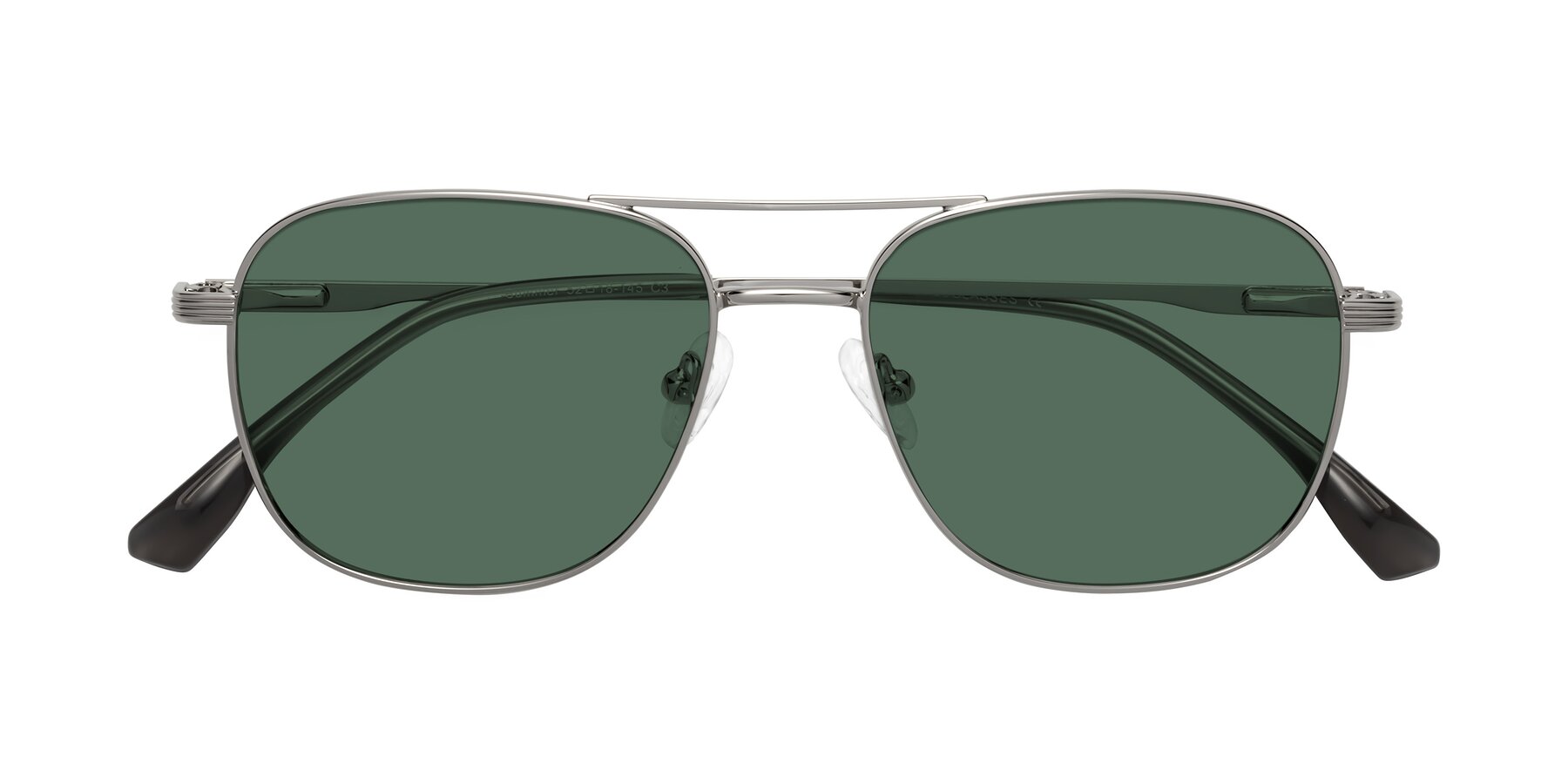 Folded Front of Summer in Silver with Green Polarized Lenses