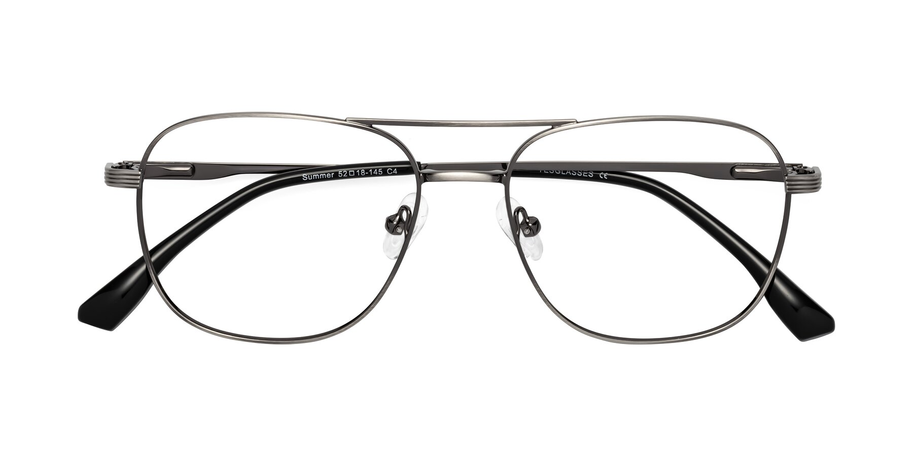 Folded Front of Summer in Gunmetal with Clear Eyeglass Lenses