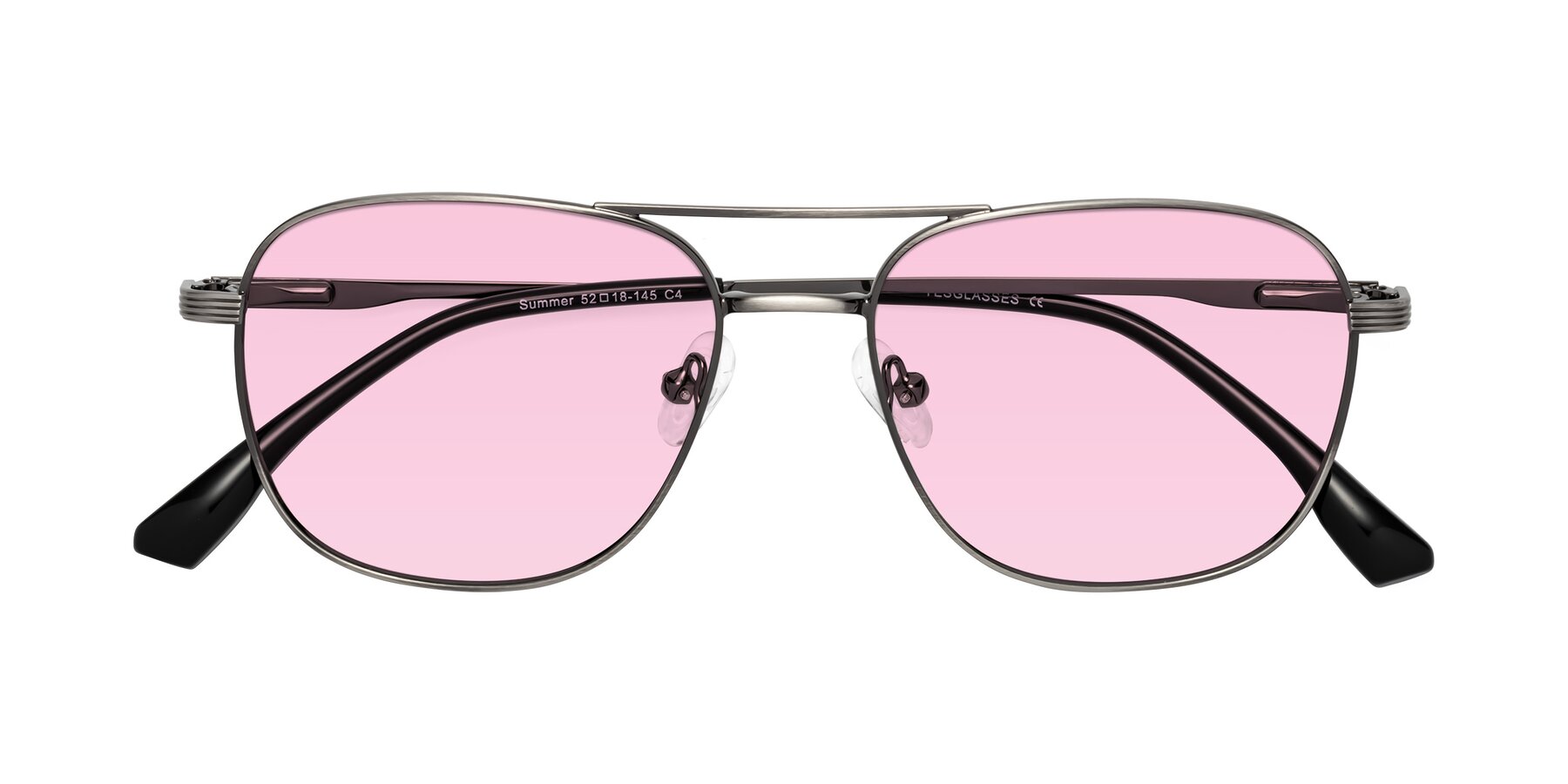 Folded Front of Summer in Gunmetal with Light Pink Tinted Lenses