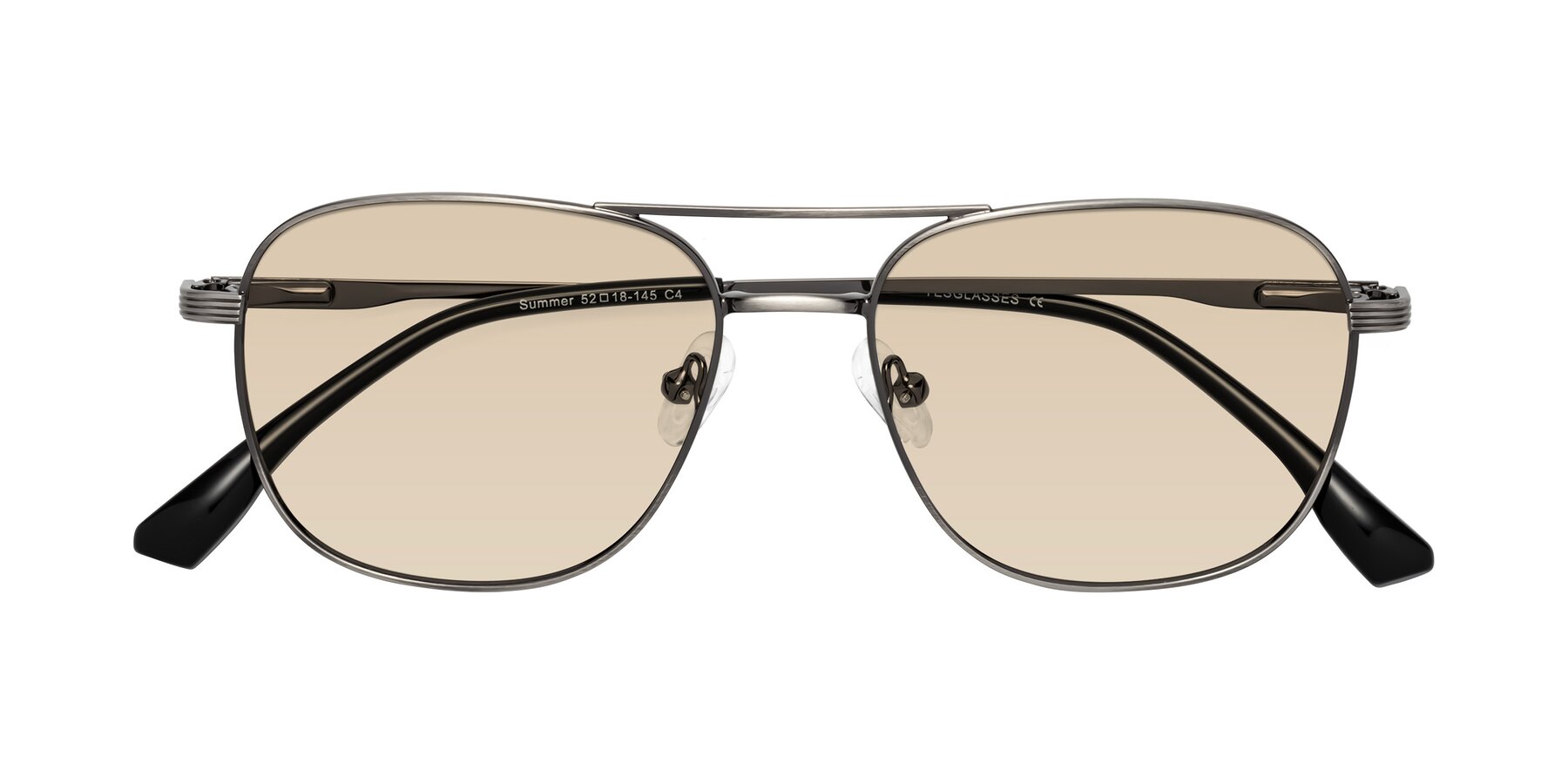 Folded Front of Summer in Gunmetal with Light Brown Tinted Lenses