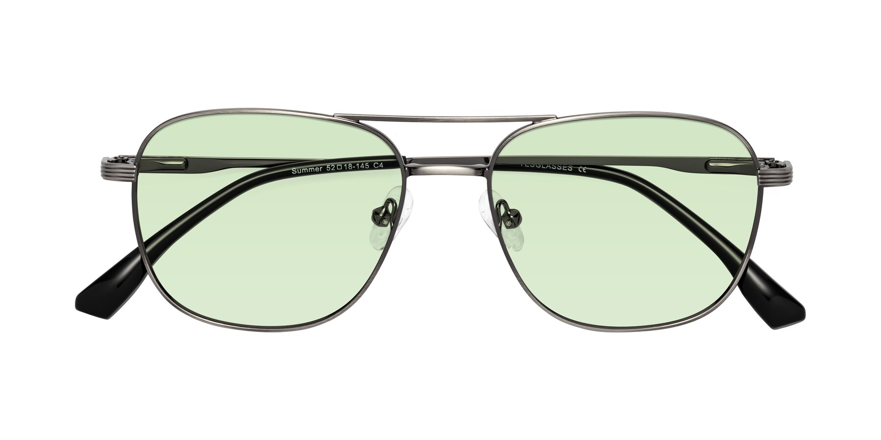 Folded Front of Summer in Gunmetal with Light Green Tinted Lenses