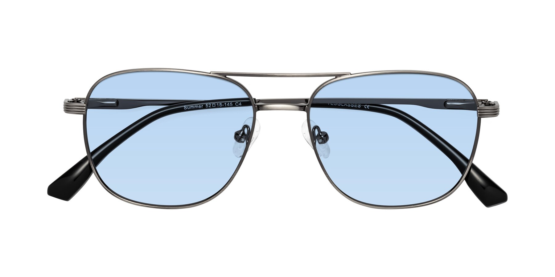 Folded Front of Summer in Gunmetal with Light Blue Tinted Lenses