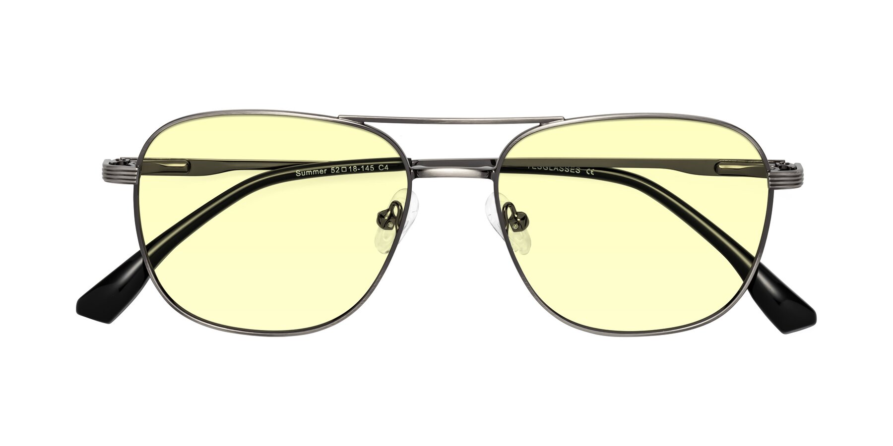 Folded Front of Summer in Gunmetal with Light Yellow Tinted Lenses