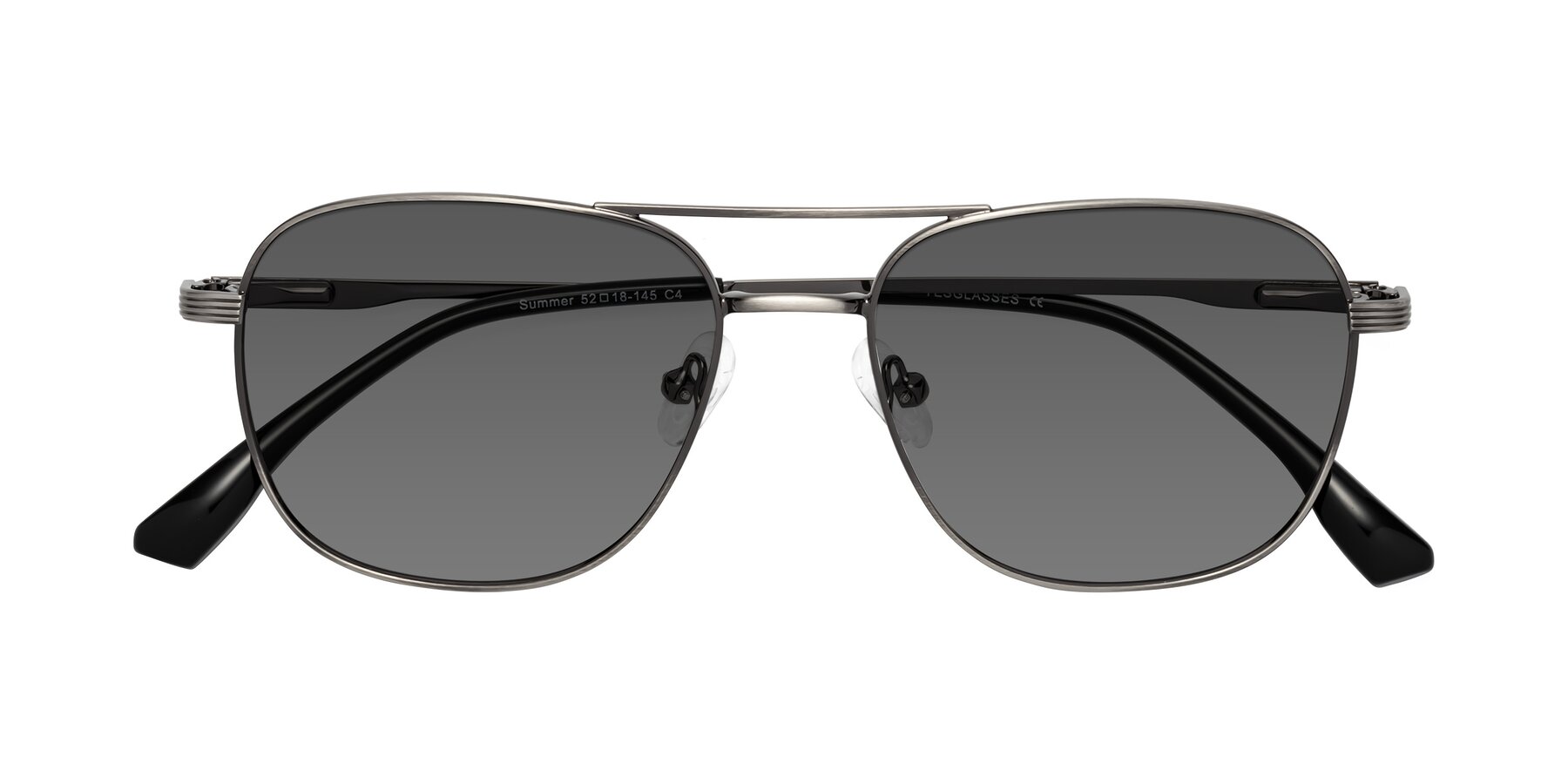 Folded Front of Summer in Gunmetal with Medium Gray Tinted Lenses