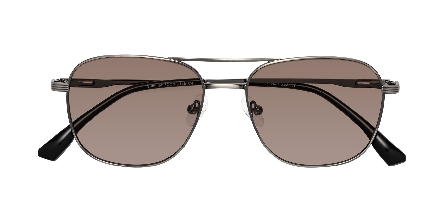 Folded Front of Summer in Gunmetal with Medium Brown Tinted Lenses