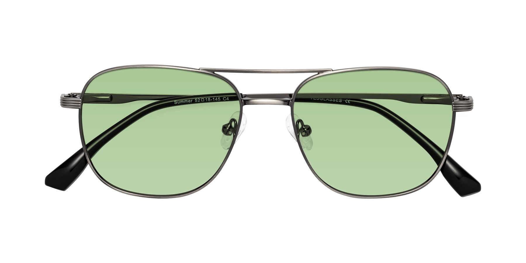 Folded Front of Summer in Gunmetal with Medium Green Tinted Lenses