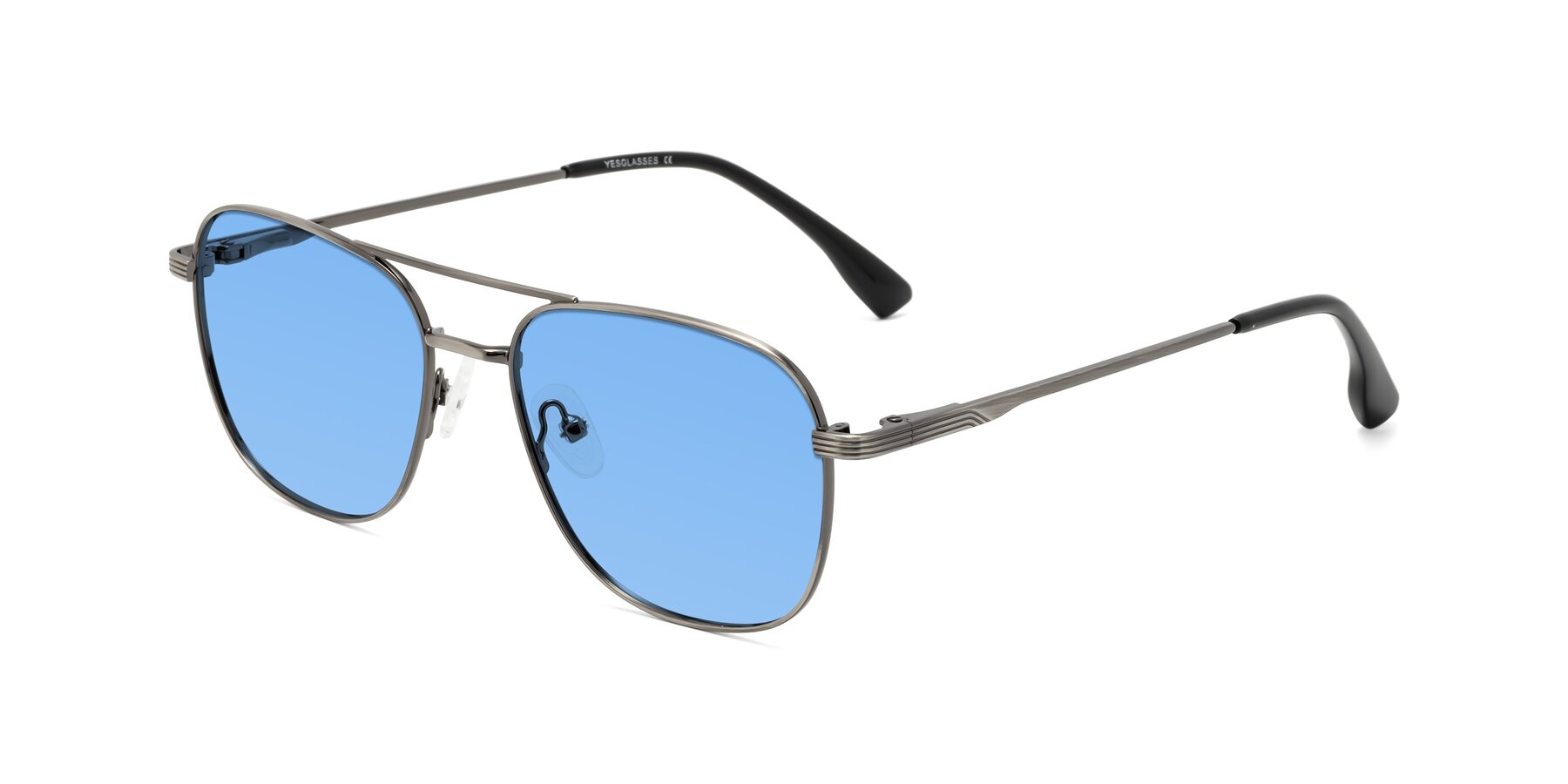 Angle of Summer in Gunmetal with Medium Blue Tinted Lenses