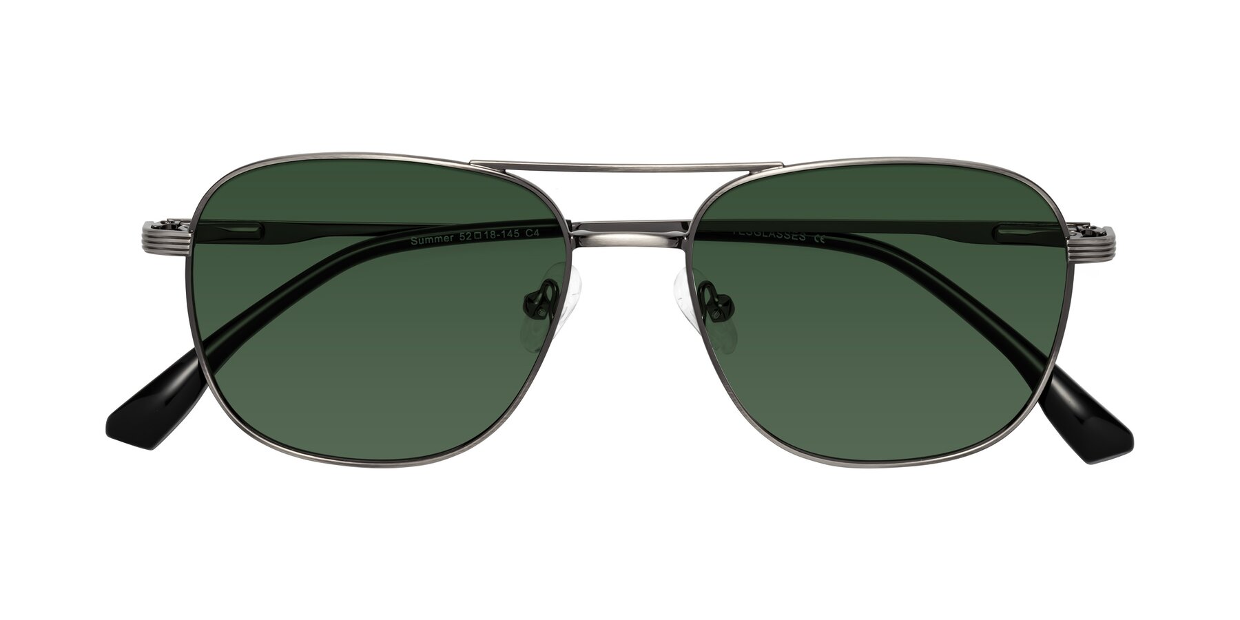 Folded Front of Summer in Gunmetal with Green Tinted Lenses