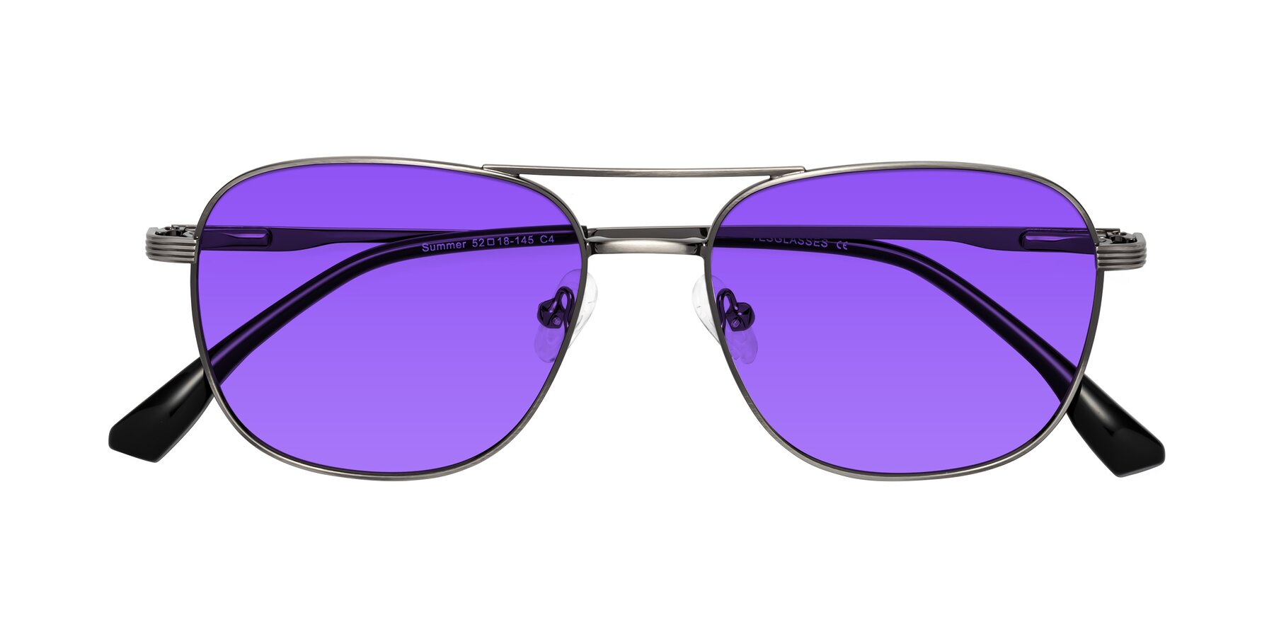 Folded Front of Summer in Gunmetal with Purple Tinted Lenses