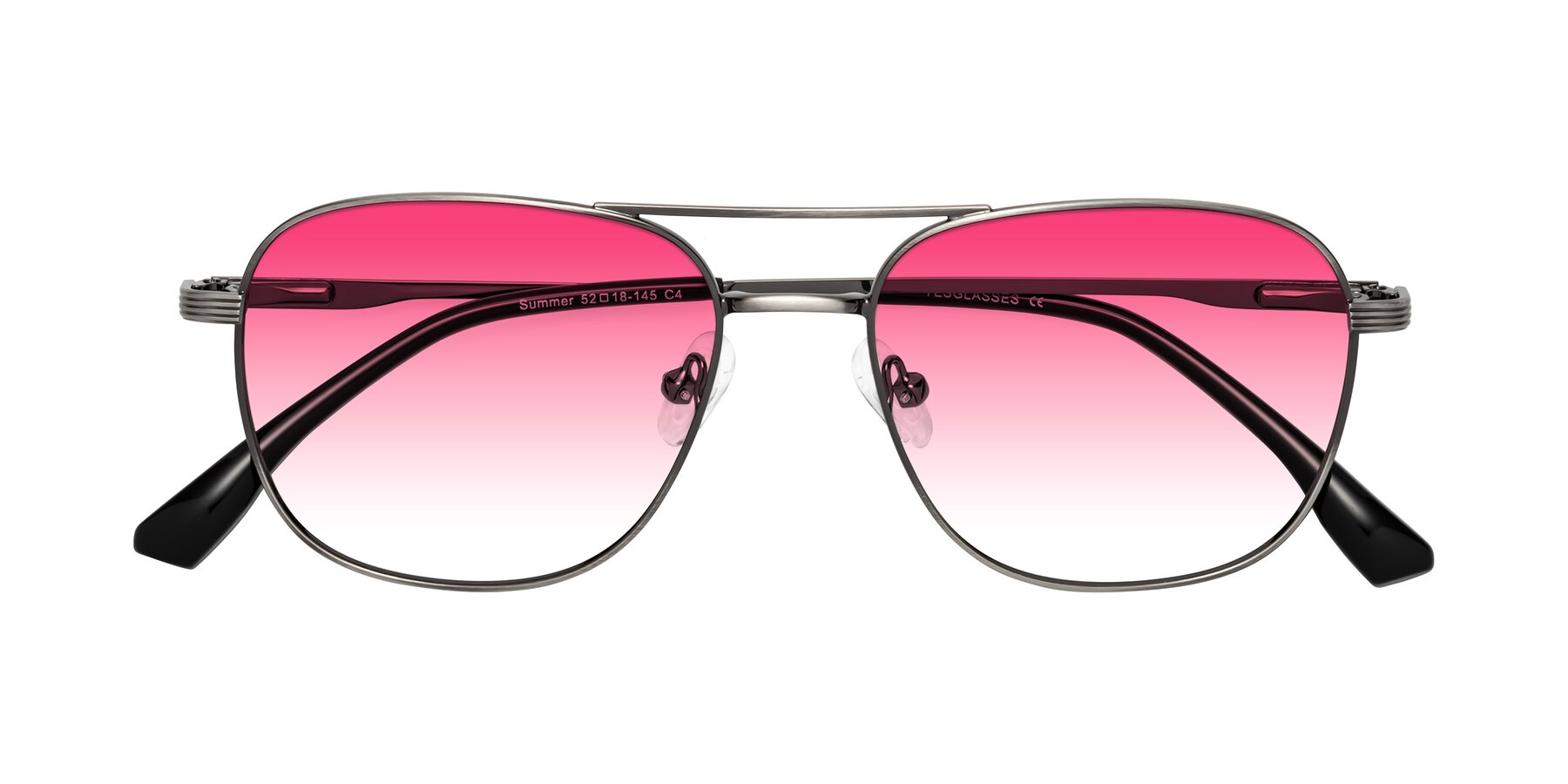 Folded Front of Summer in Gunmetal with Pink Gradient Lenses