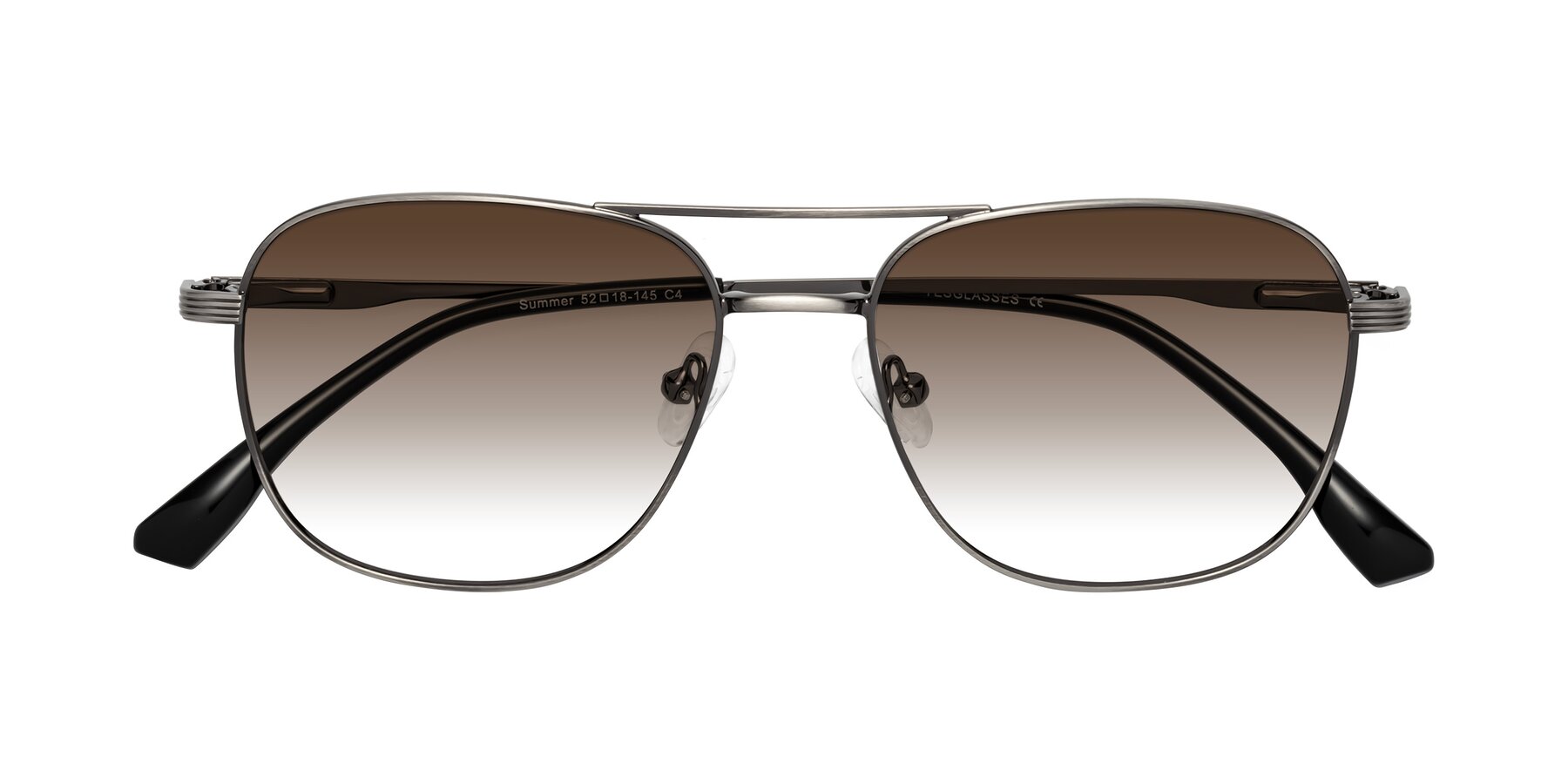 Folded Front of Summer in Gunmetal with Brown Gradient Lenses