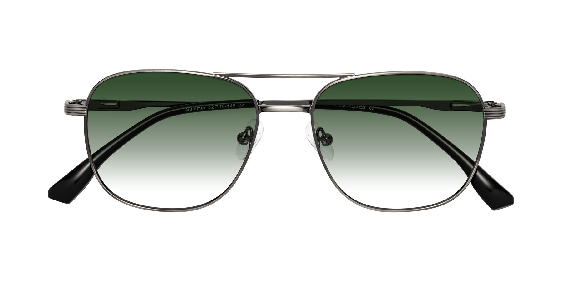 Folded Front of Summer in Gunmetal with Green Gradient Lenses