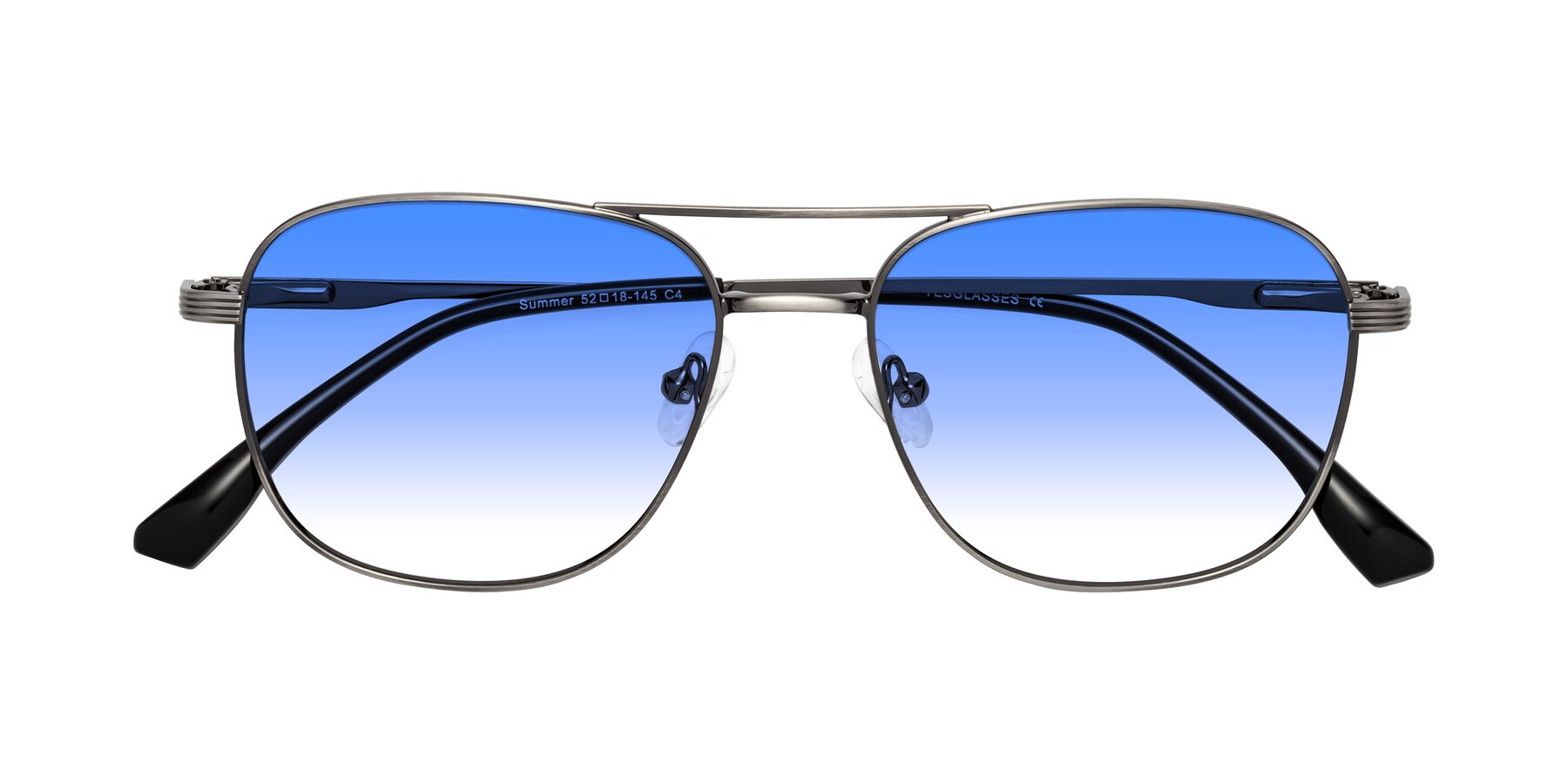 Folded Front of Summer in Gunmetal with Blue Gradient Lenses