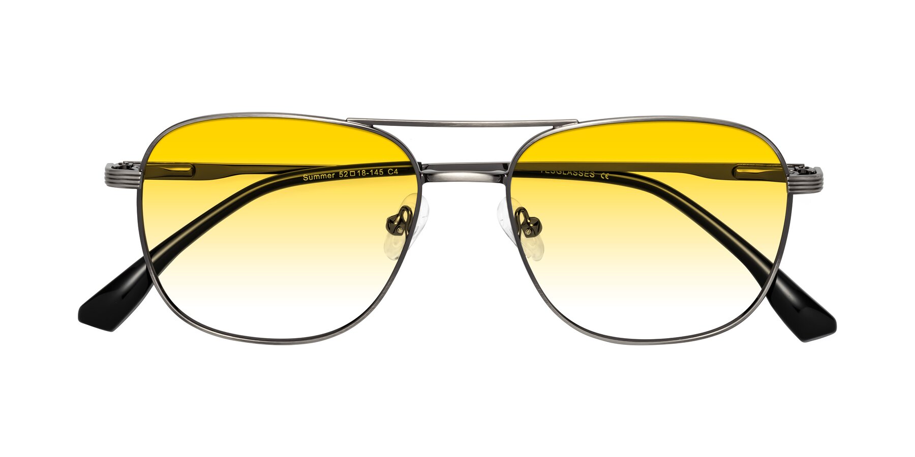 Folded Front of Summer in Gunmetal with Yellow Gradient Lenses