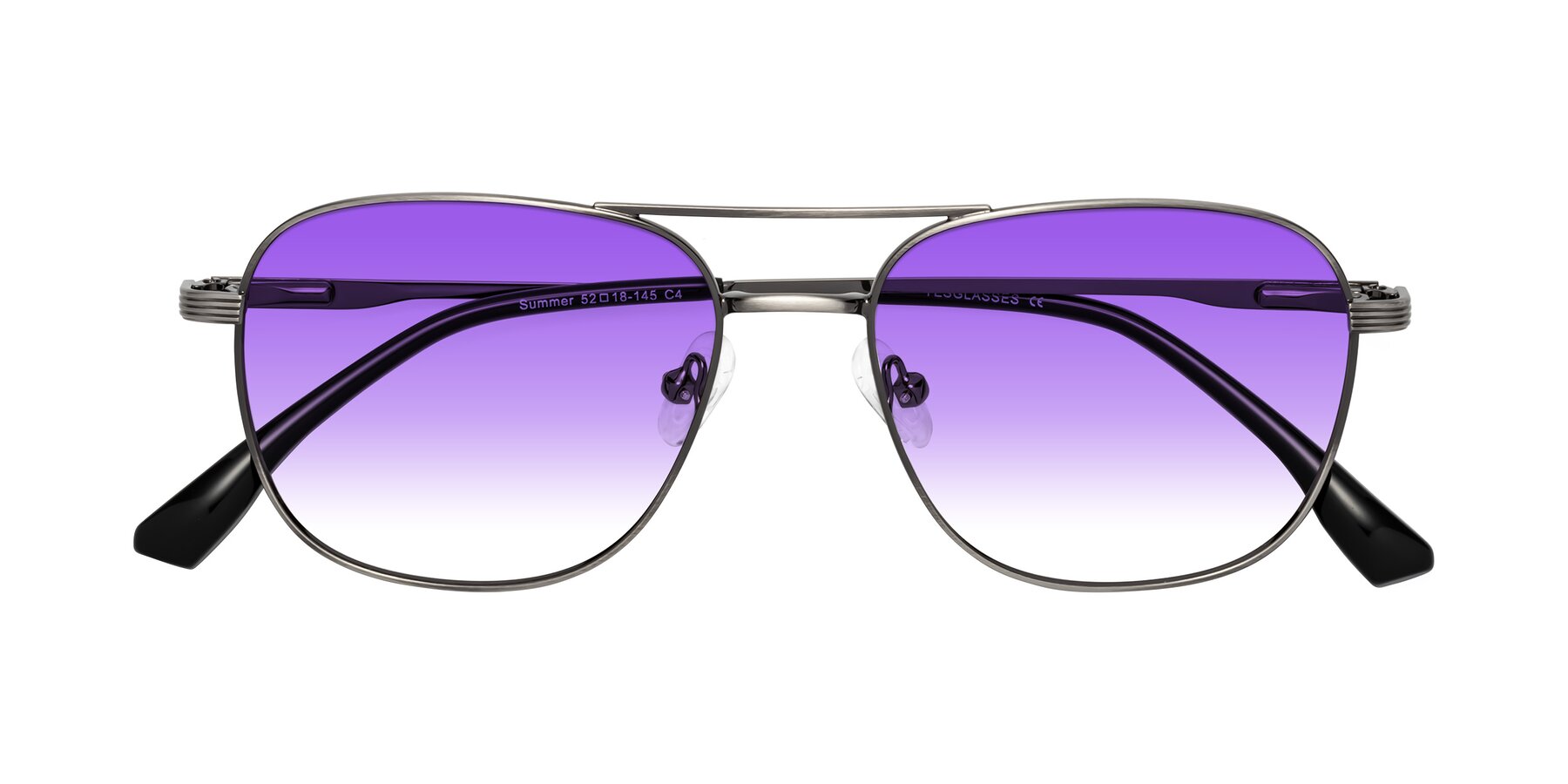 Folded Front of Summer in Gunmetal with Purple Gradient Lenses