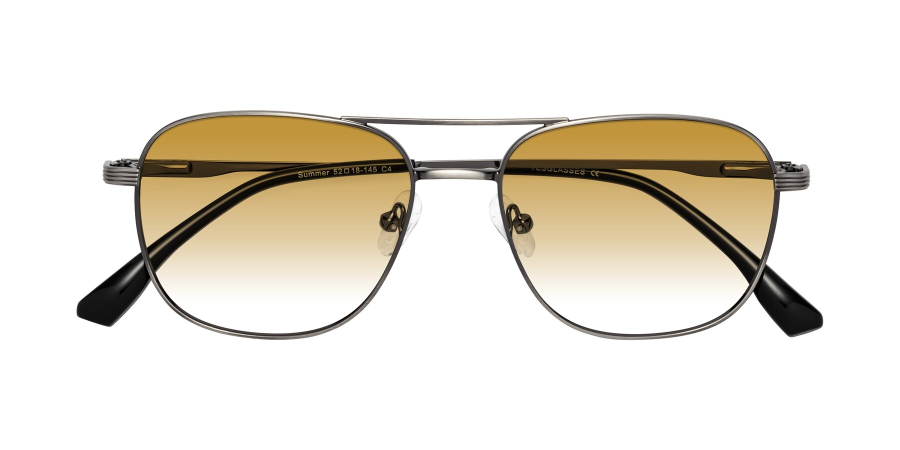 Folded Front of Summer in Gunmetal with Champagne Gradient Lenses