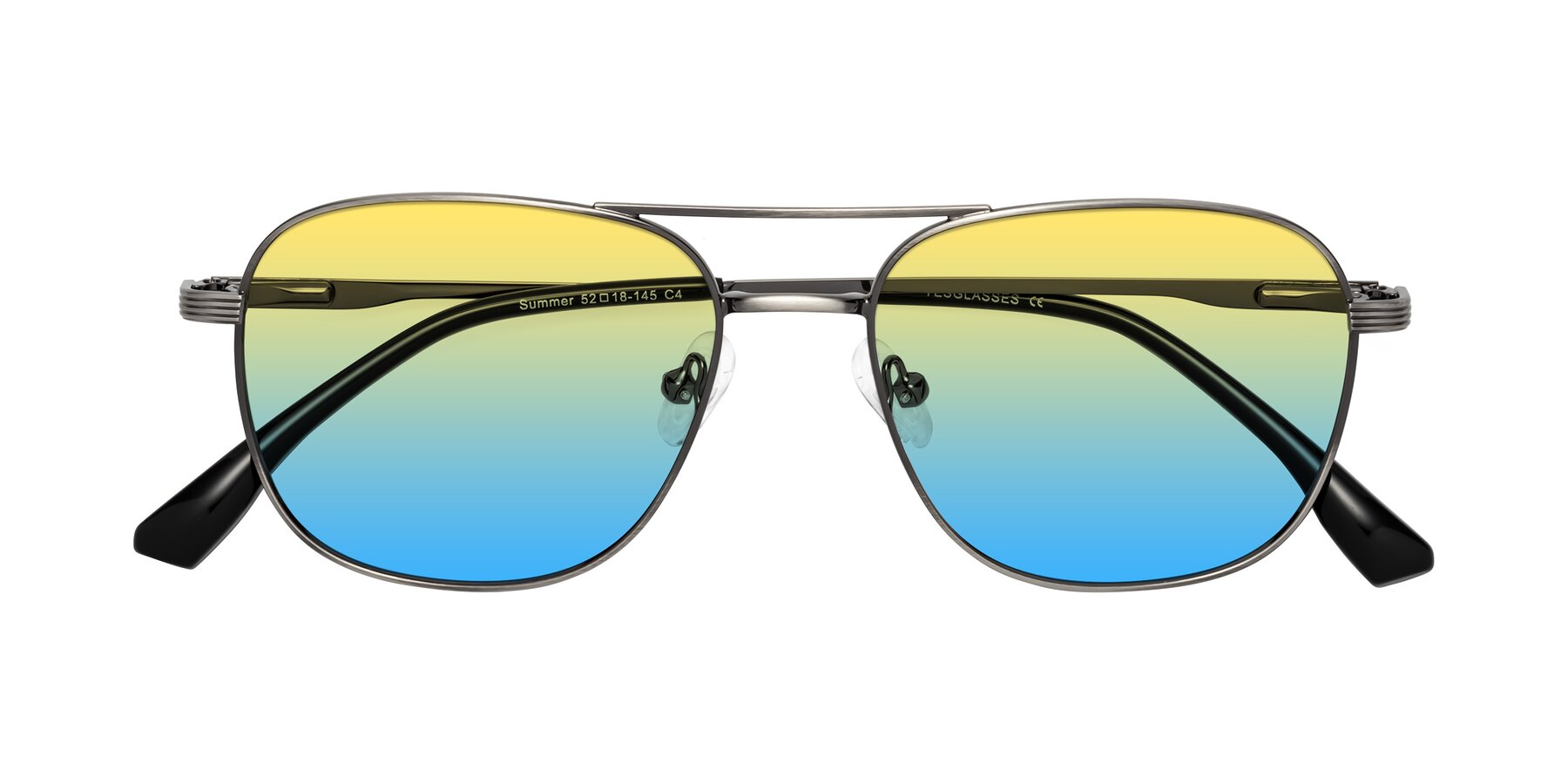 Folded Front of Summer in Gunmetal with Yellow / Blue Gradient Lenses