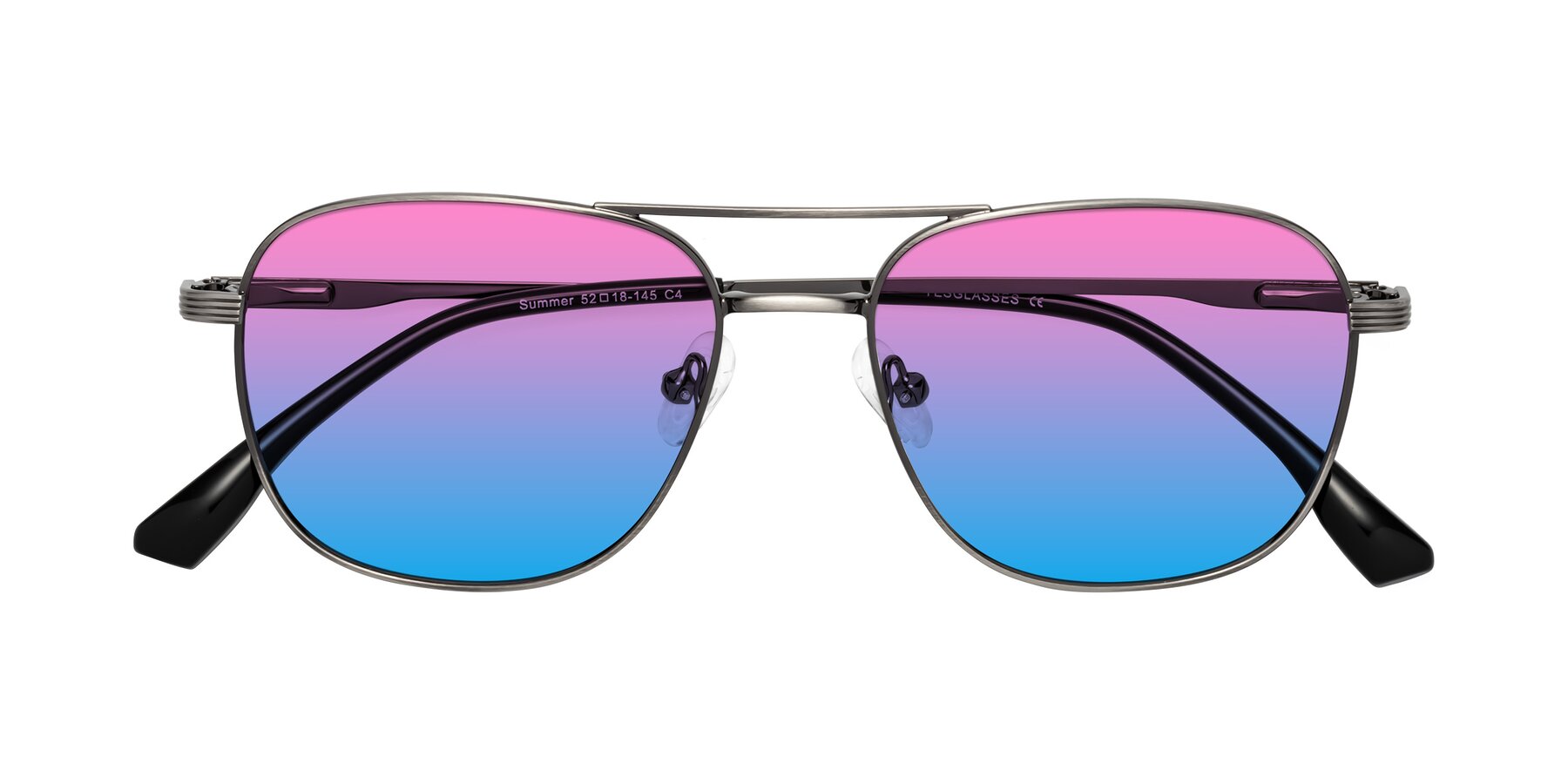 Folded Front of Summer in Gunmetal with Pink / Blue Gradient Lenses