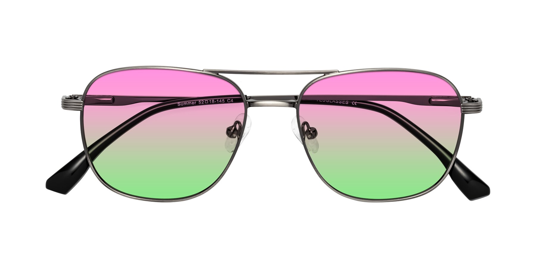 Folded Front of Summer in Gunmetal with Pink / Green Gradient Lenses