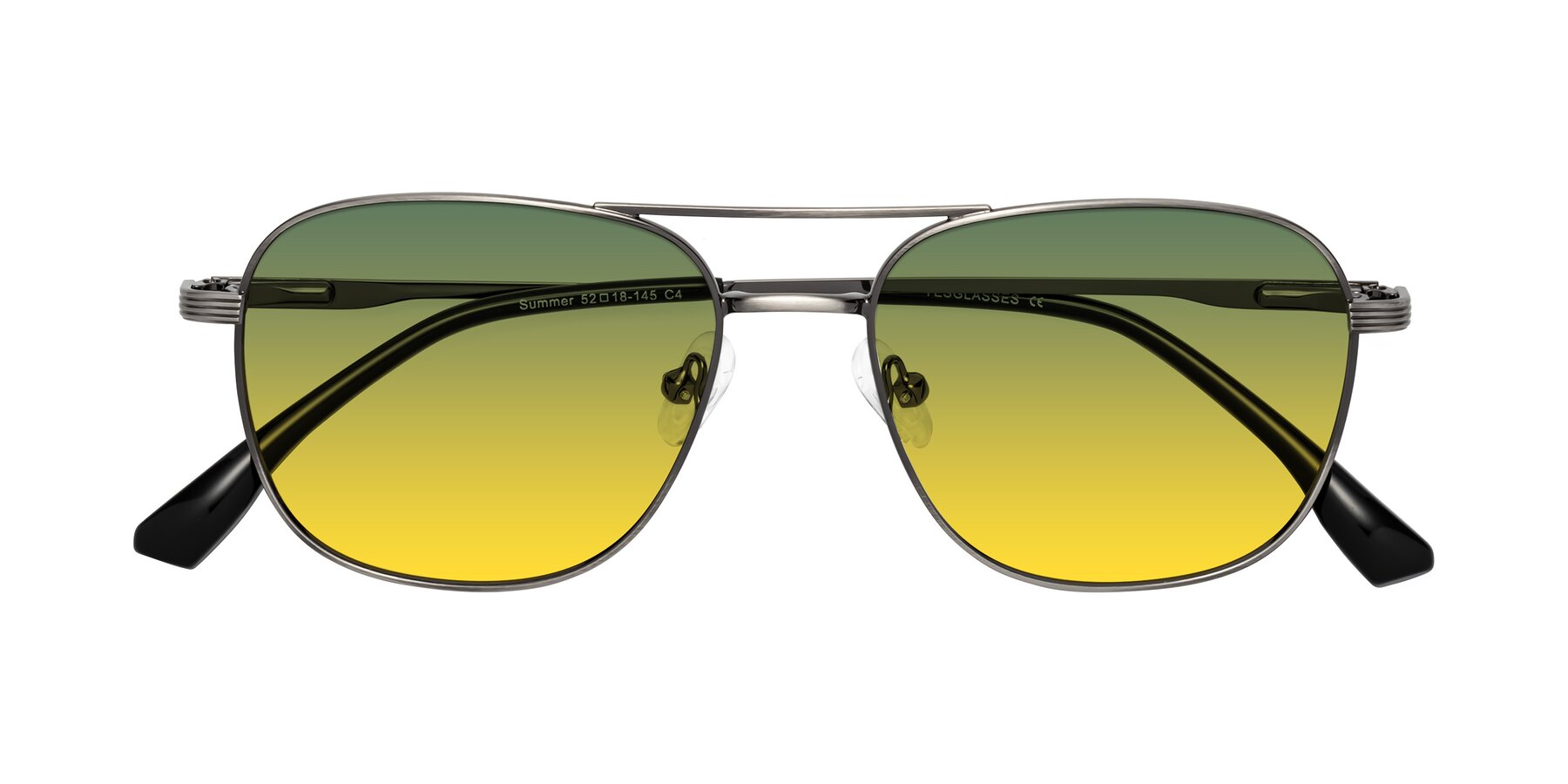 Folded Front of Summer in Gunmetal with Green / Yellow Gradient Lenses