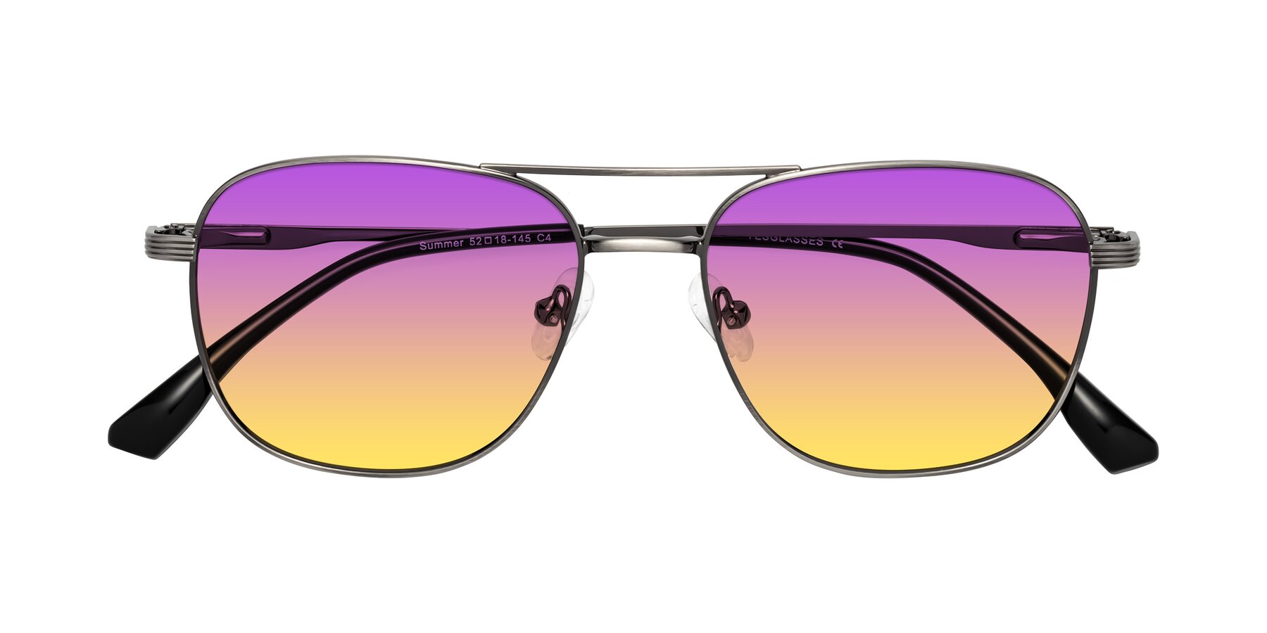 Folded Front of Summer in Gunmetal with Purple / Yellow Gradient Lenses