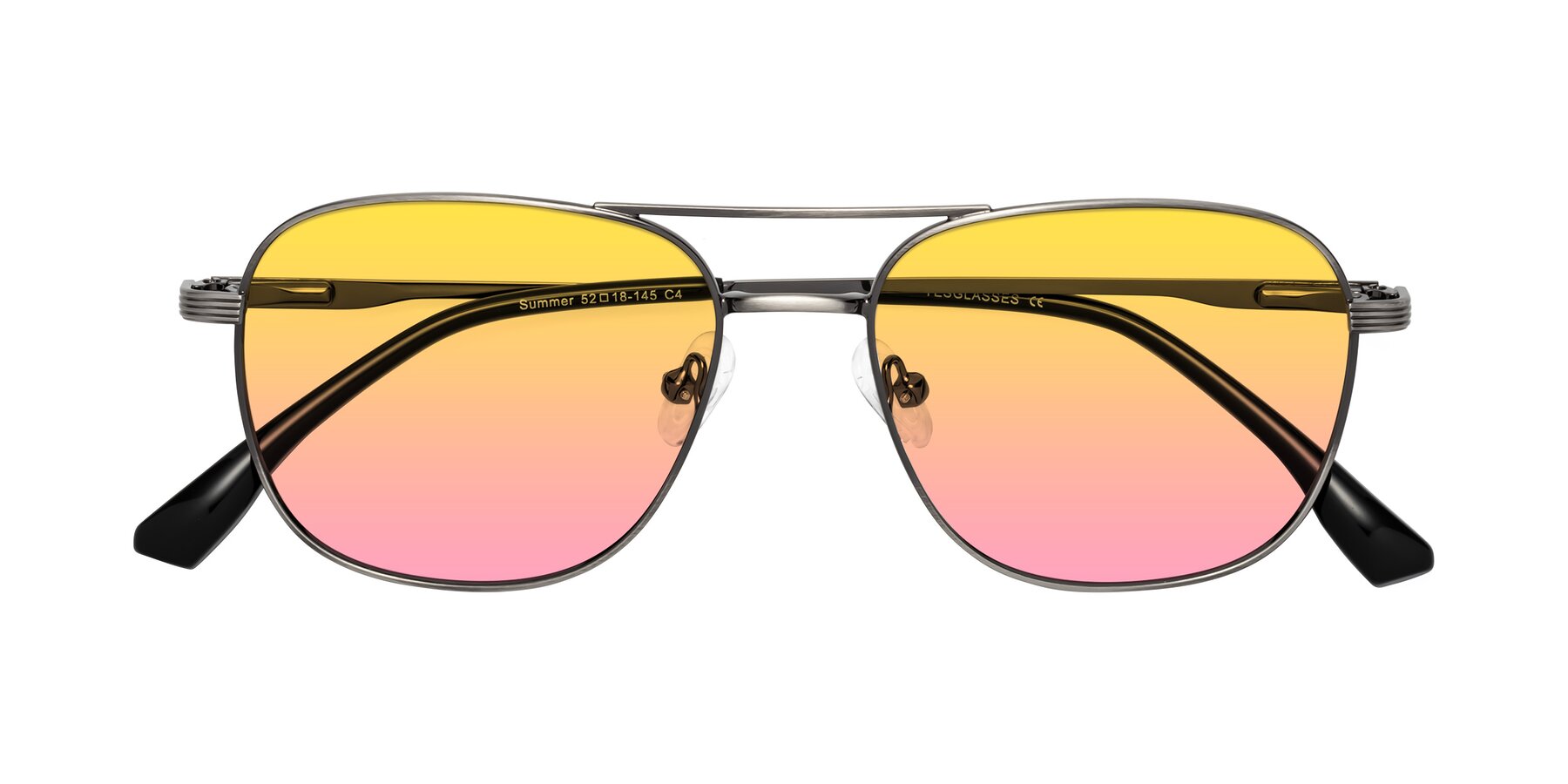 Folded Front of Summer in Gunmetal with Yellow / Pink Gradient Lenses