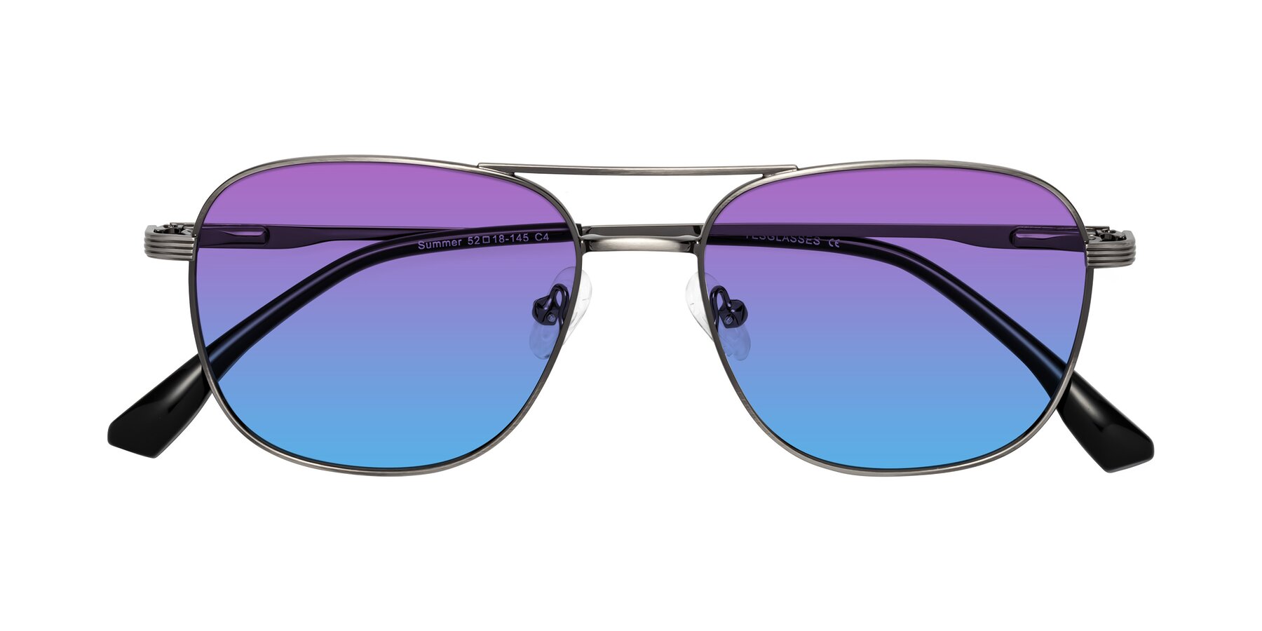 Folded Front of Summer in Gunmetal with Purple / Blue Gradient Lenses