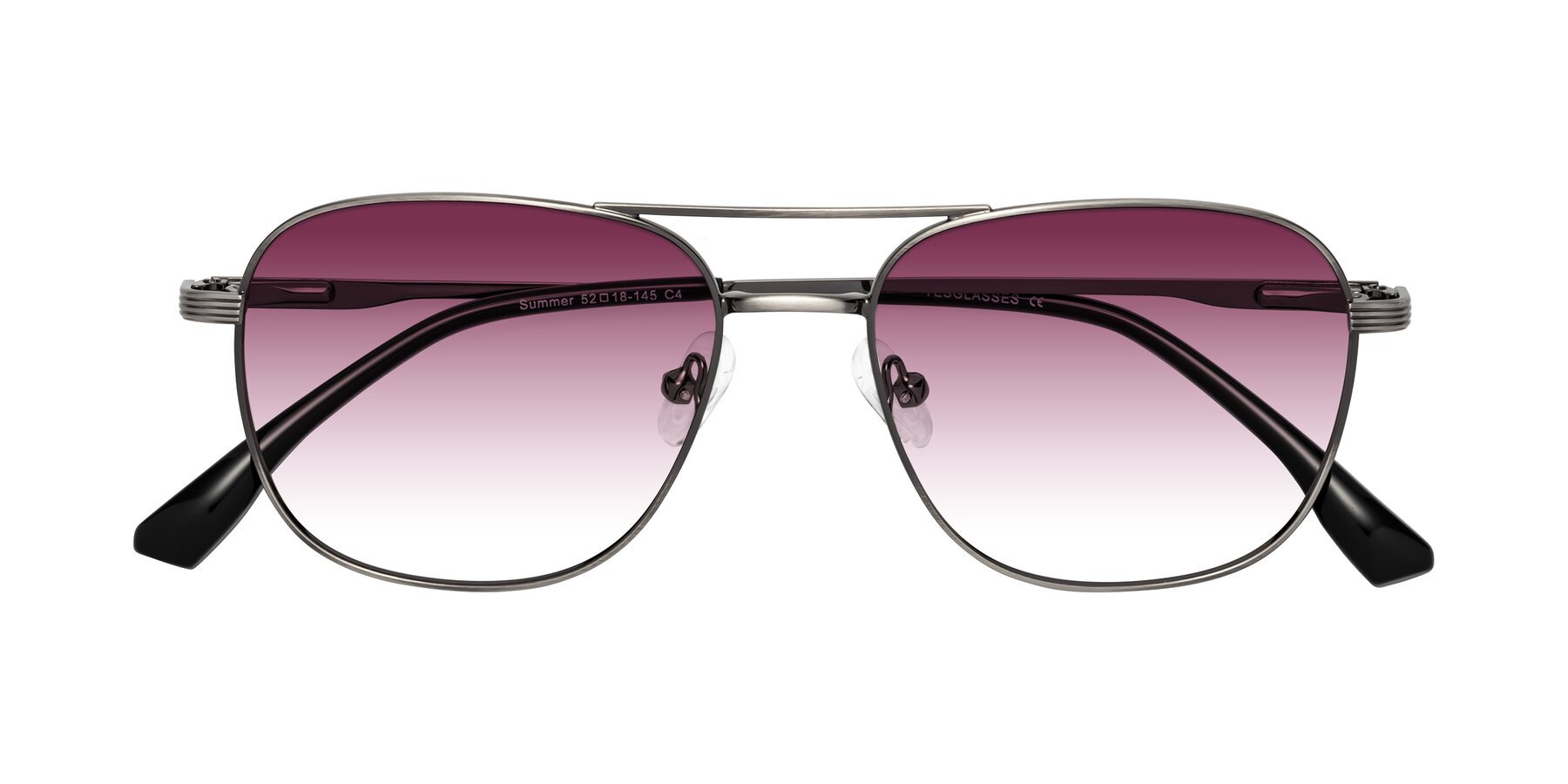 Folded Front of Summer in Gunmetal with Wine Gradient Lenses