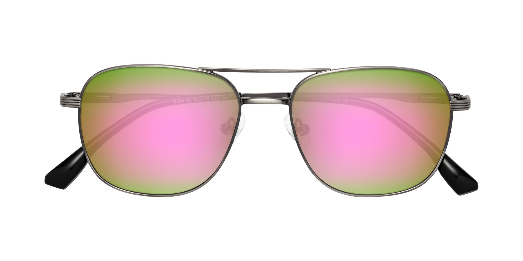 Folded Front of Summer in Gunmetal with Pink Mirrored Lenses