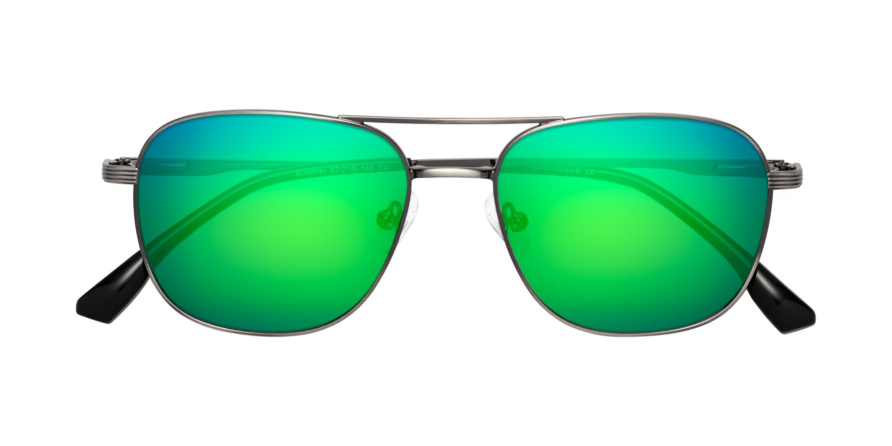 Folded Front of Summer in Gunmetal with Green Mirrored Lenses