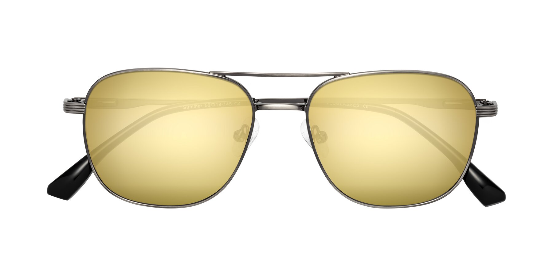 Folded Front of Summer in Gunmetal with Gold Mirrored Lenses