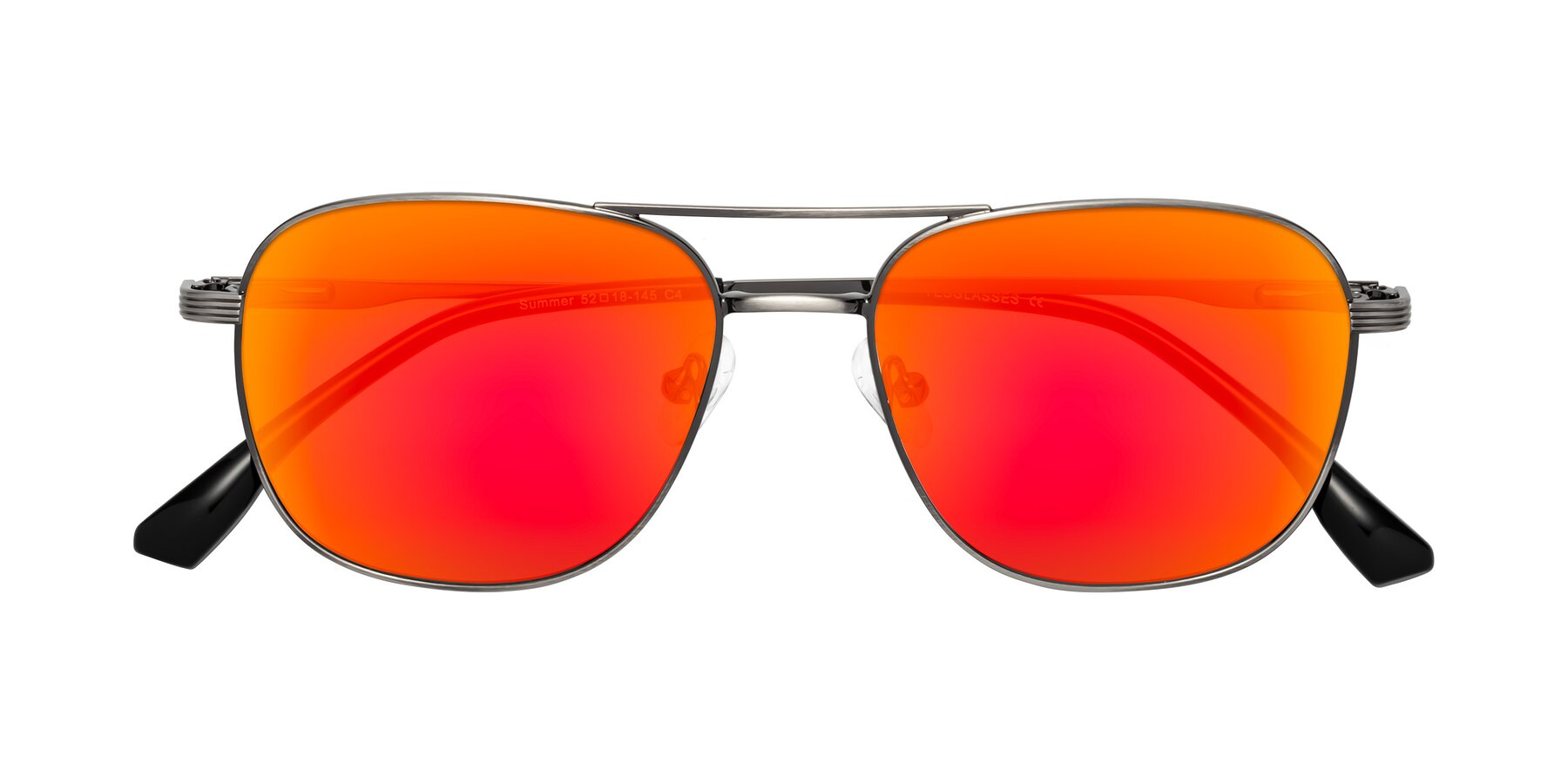 Folded Front of Summer in Gunmetal with Red Gold Mirrored Lenses