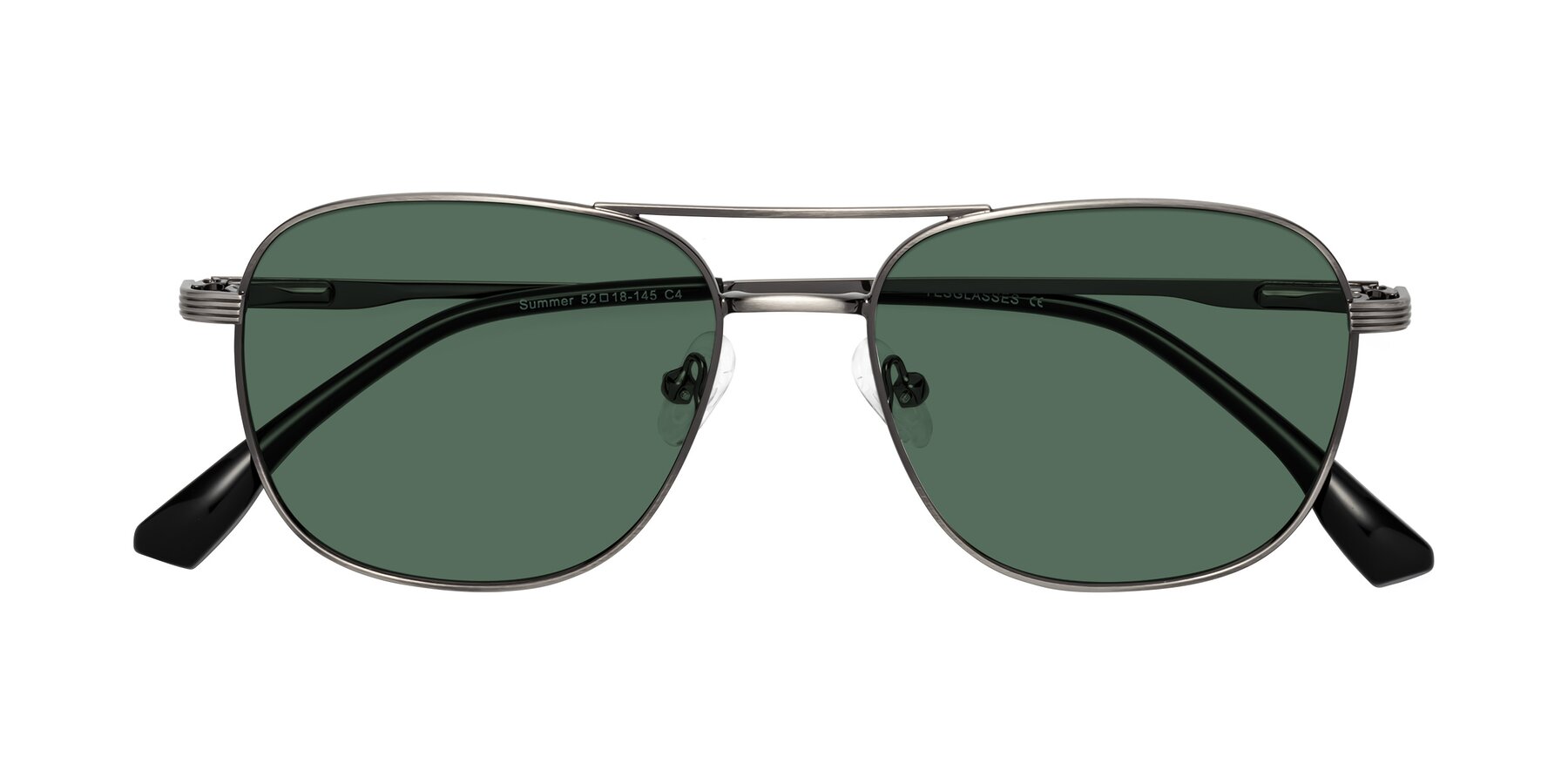 Folded Front of Summer in Gunmetal with Green Polarized Lenses