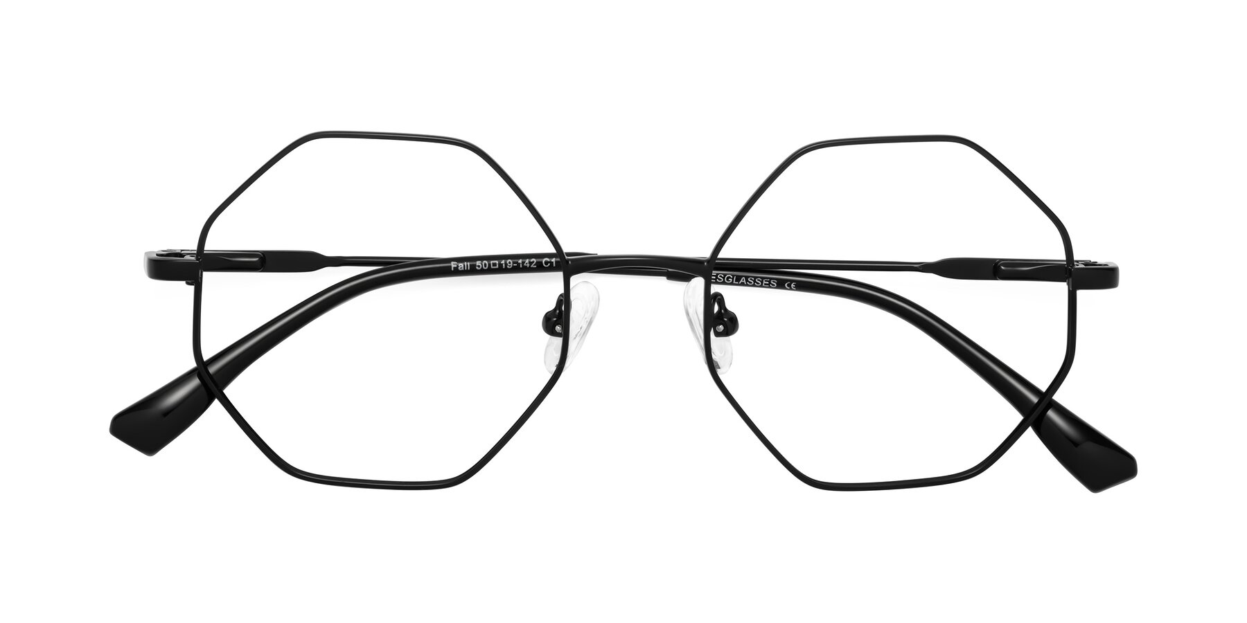 Folded Front of Fall in Black with Clear Eyeglass Lenses